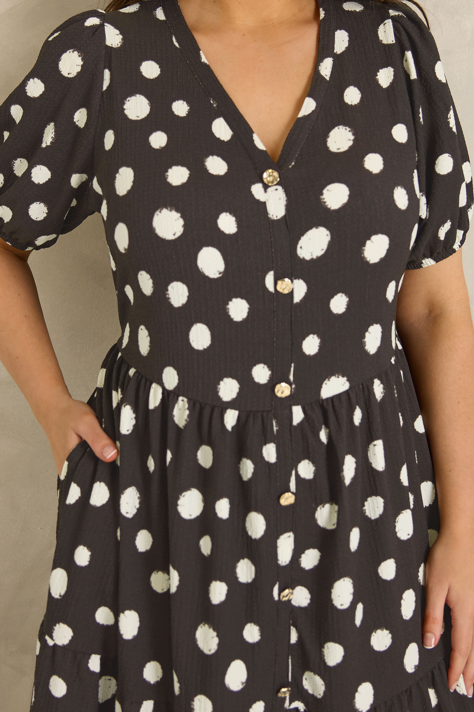 EVANS Plus Size Chocolate Brown Polka Dot Maxi Dress | Evans  4