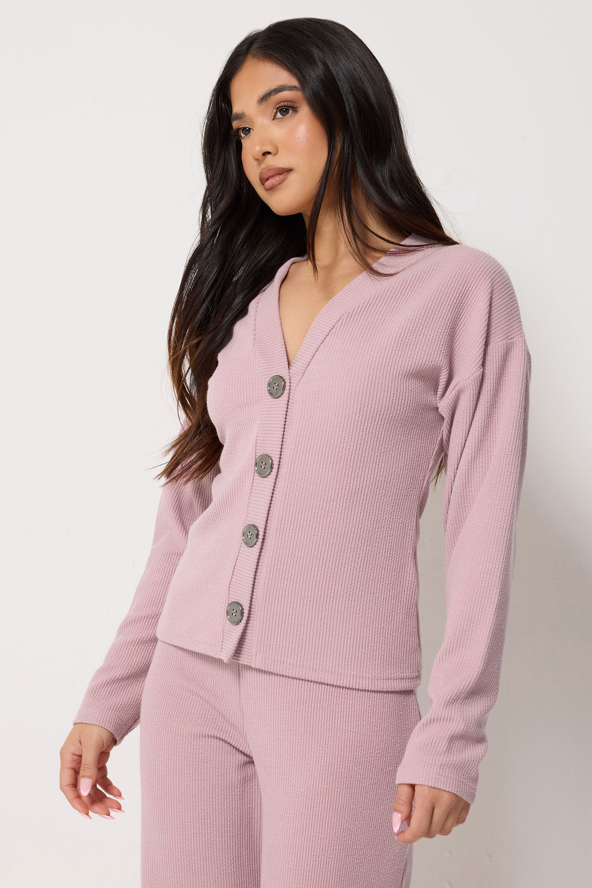 PixieGirl Petite Women's Set Pink Ribbed Top & Trousers | PixieGirl 2