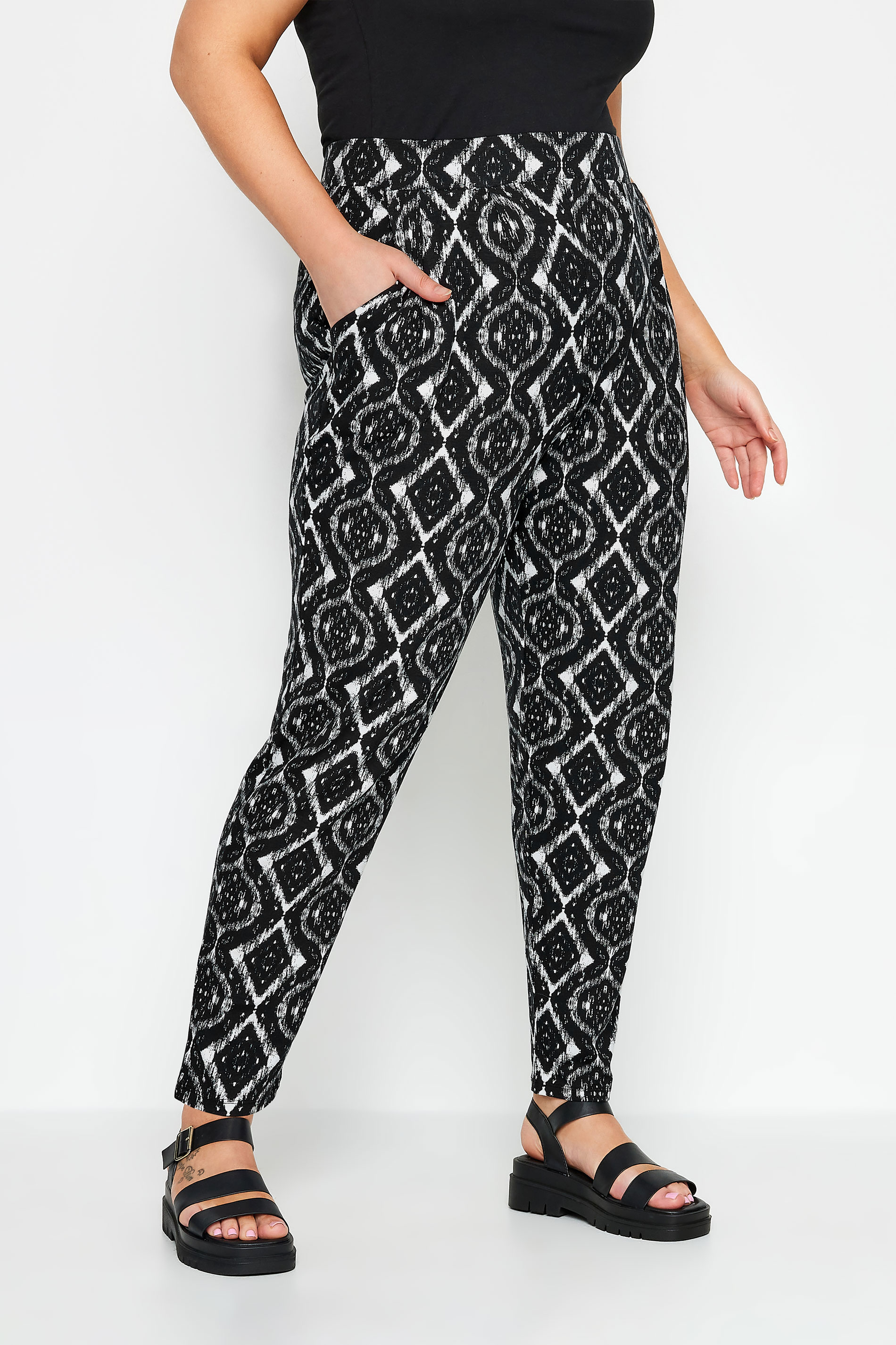 YOURS Plus Size Black Harem Trousers | Yours Clothing 1