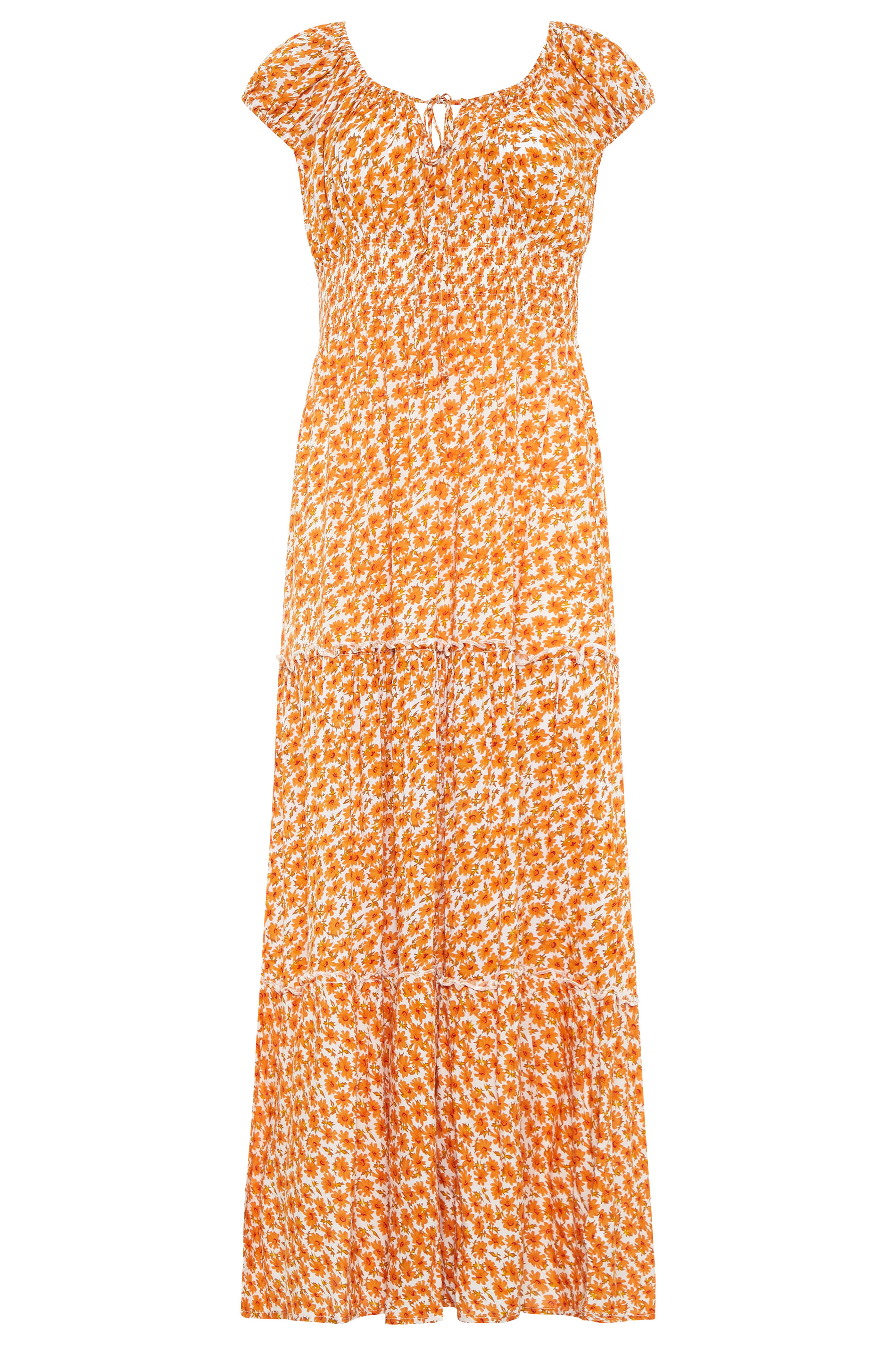 LTS Orange Tiered Shirred Maxi Dress | Long Tall Sally