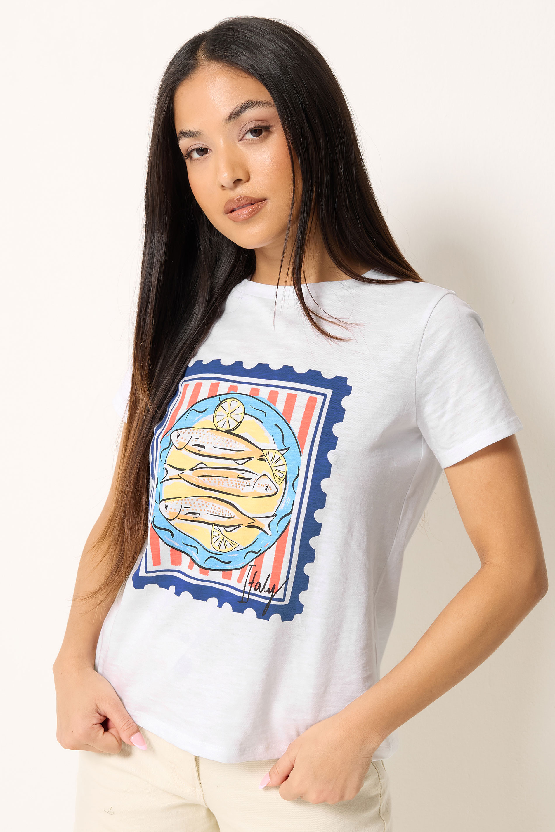M&Co Petite White Sardine Graphic Print Cotton T-Shirt | M&Co 3