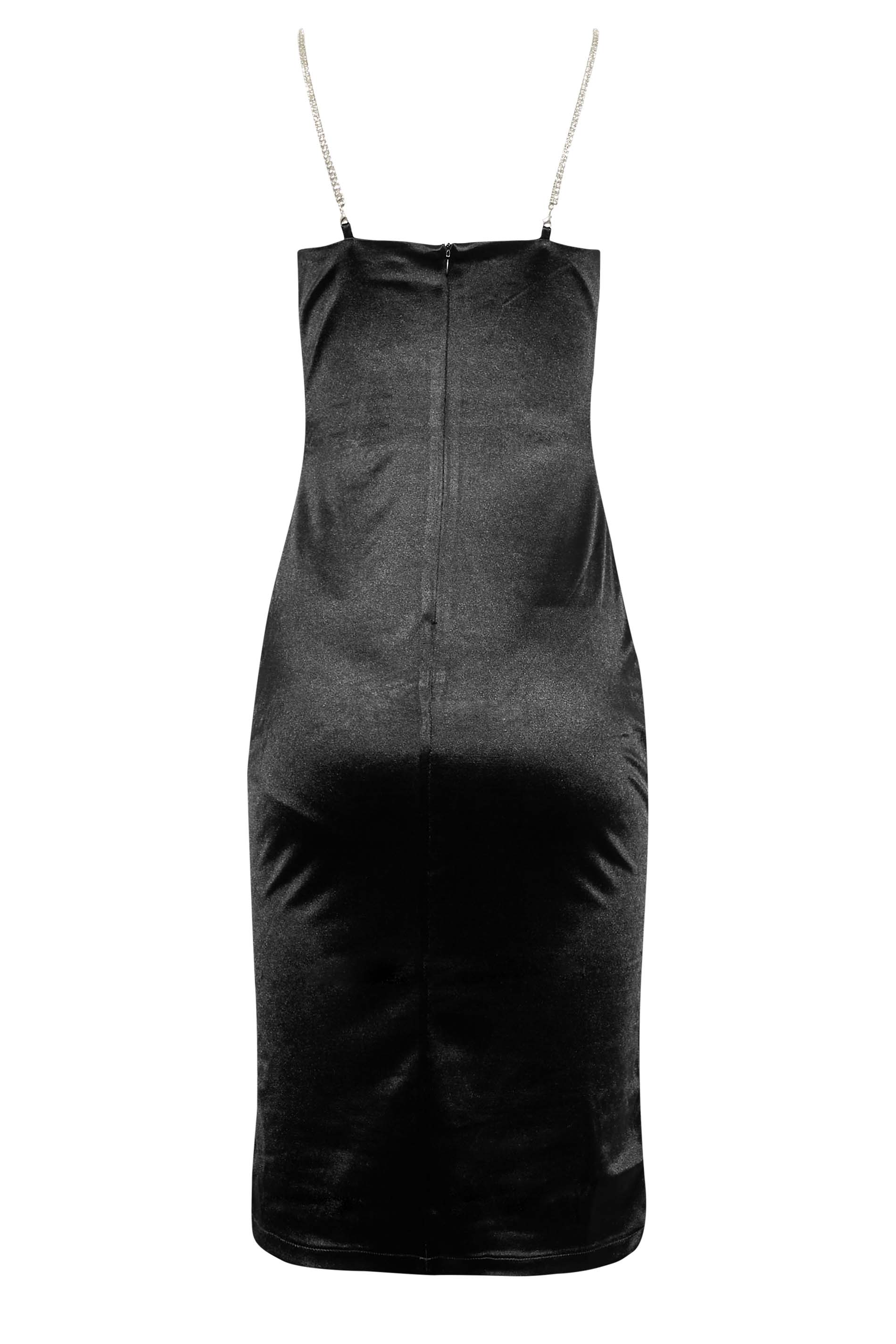 LTS Tall Black Diamante Strap Satin Mini Slip Dress | Long Tall Sally  3