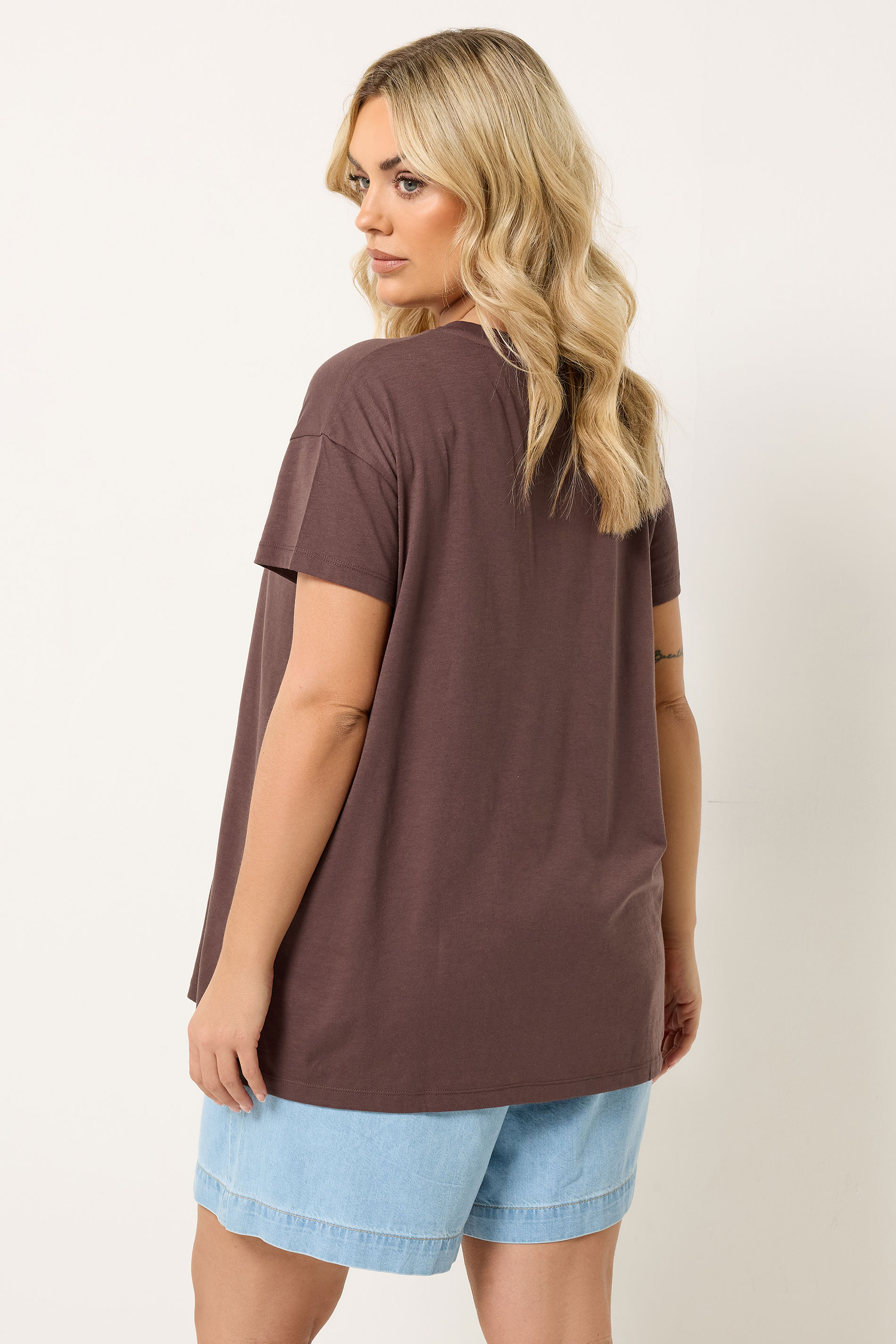 YOURS Plus Size Chocolate Brown 'Summer Treasures' Slogan T-Shirt | Yours Clothing 2