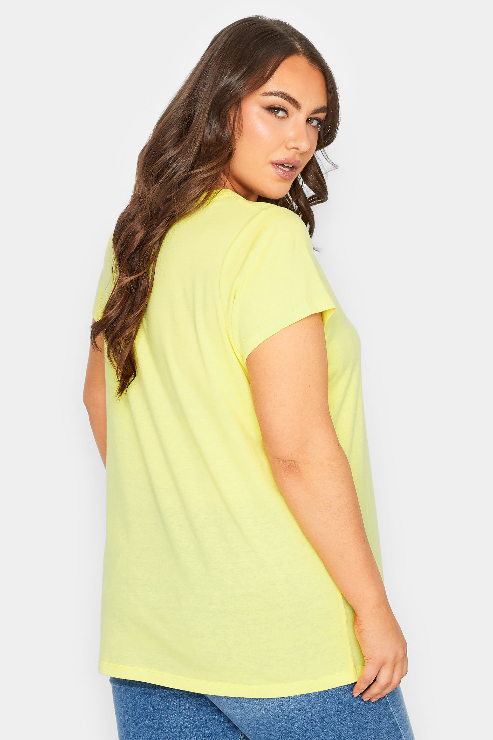 YOURS Curve Plus Size Essentials Yellow T-Shirt | Yours Clothing  3