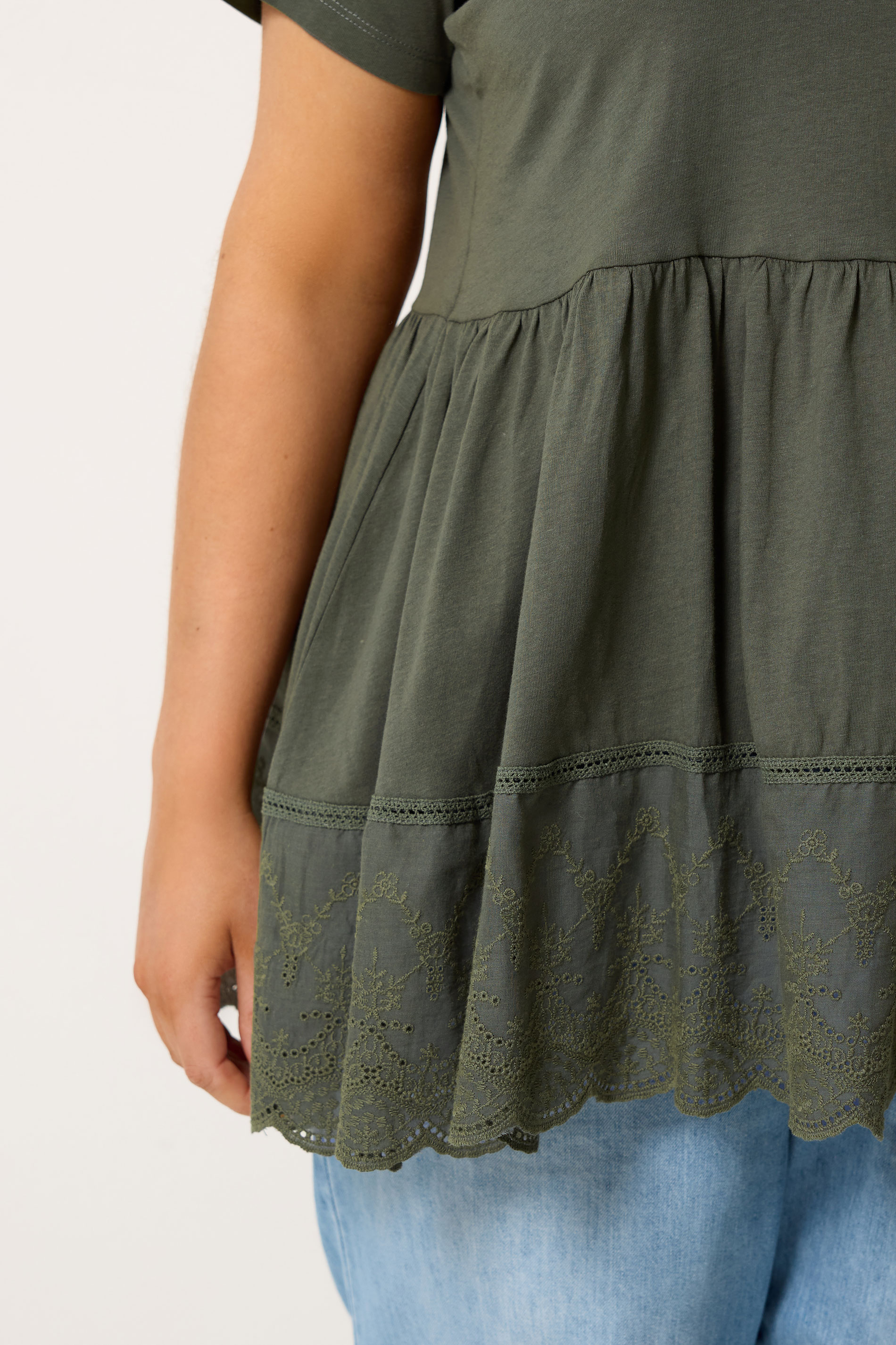 YOURS Plus Size Green Tiered Peplum Top | Yours Clothing 4