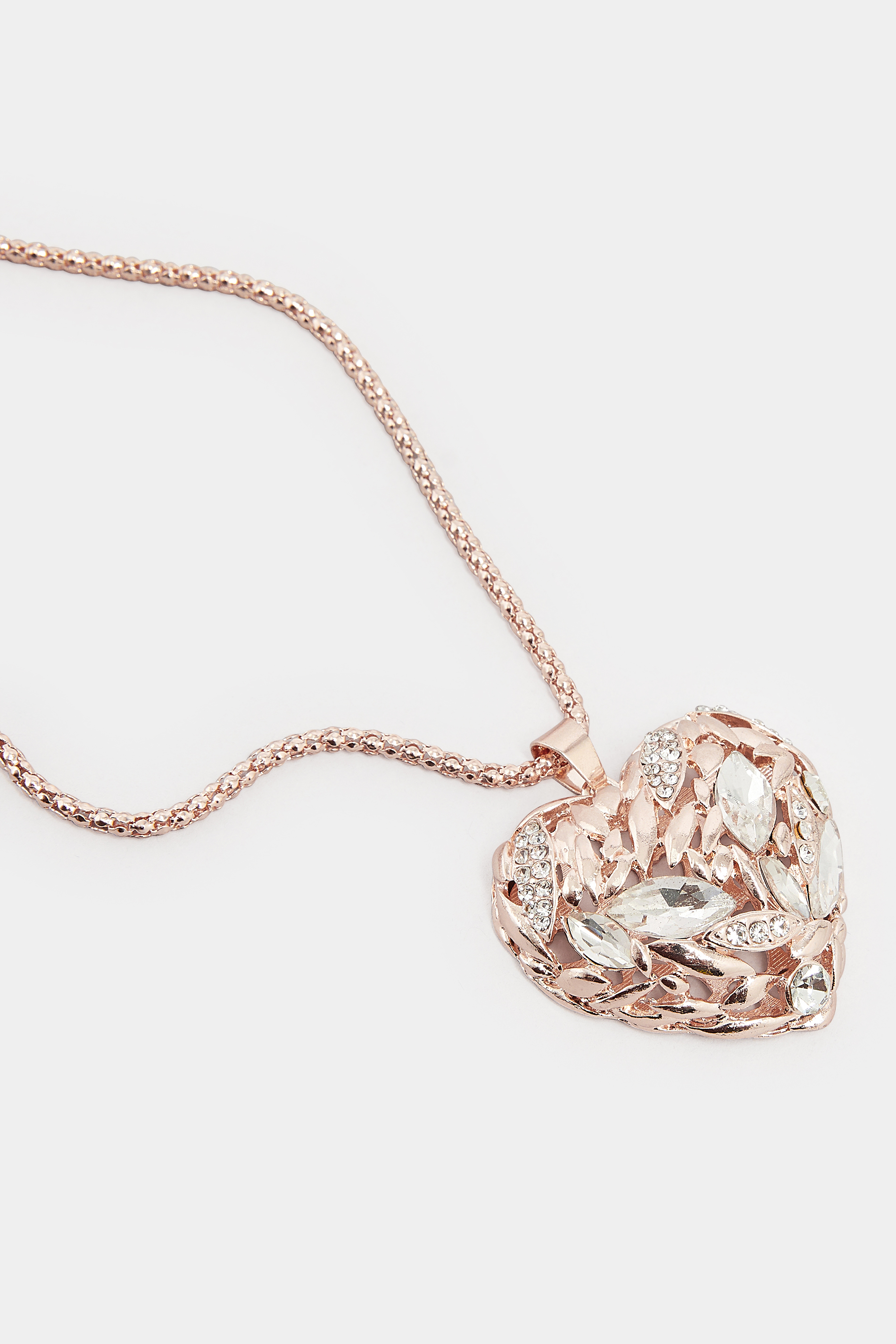 Rose Gold Long Heart Pendant Necklace | Yours Clothing  3