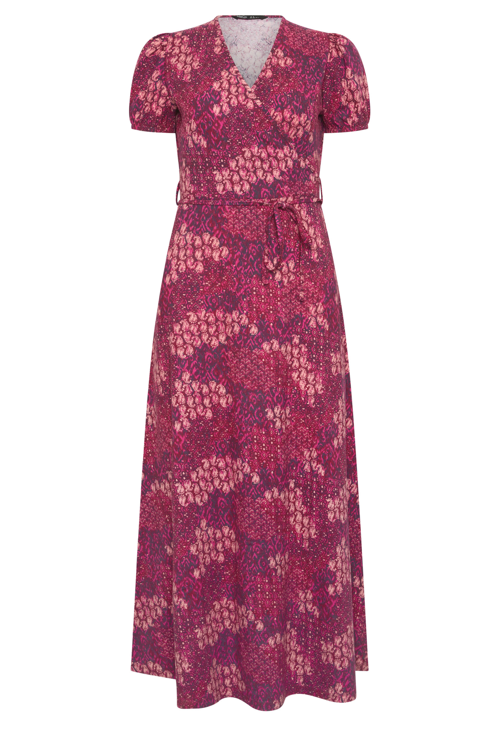 M&Co Petite Berry Red Abstract Maxi Wrap Dress | M&Co 5
