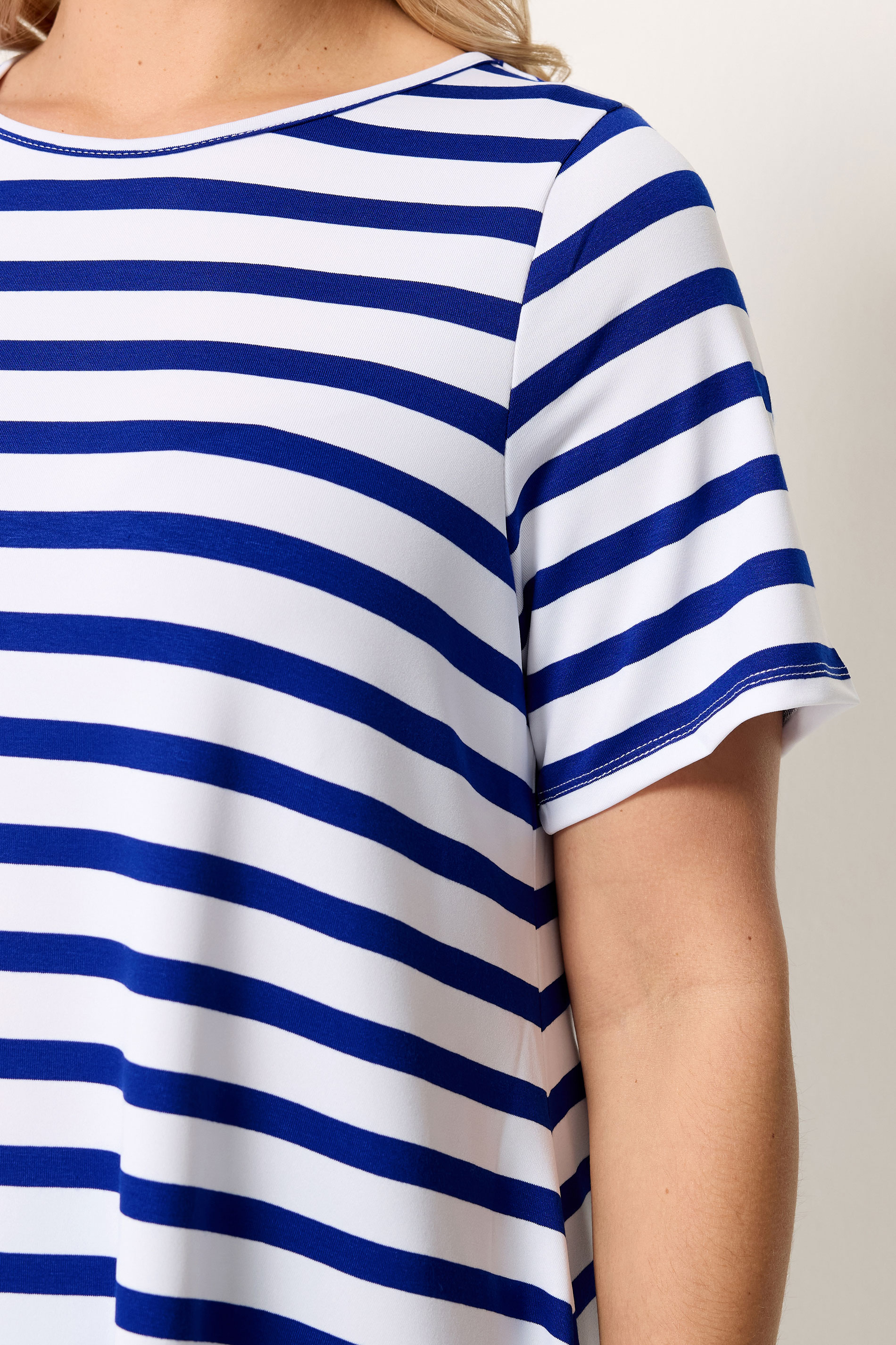 Yours Plus Size Blue Stripe Swing T-Shirt | Yours Clothing 4