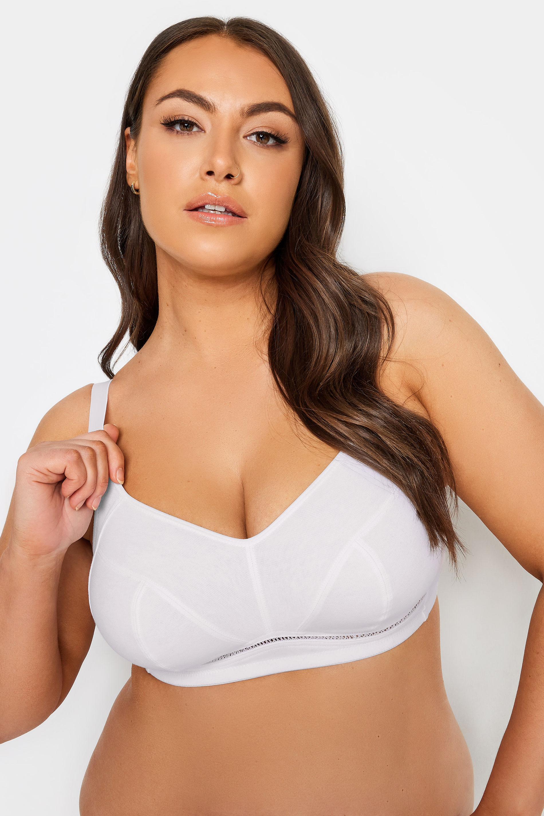 2 PACK Black & White Non-Wired Cotton Bras | Yours Clothing 3
