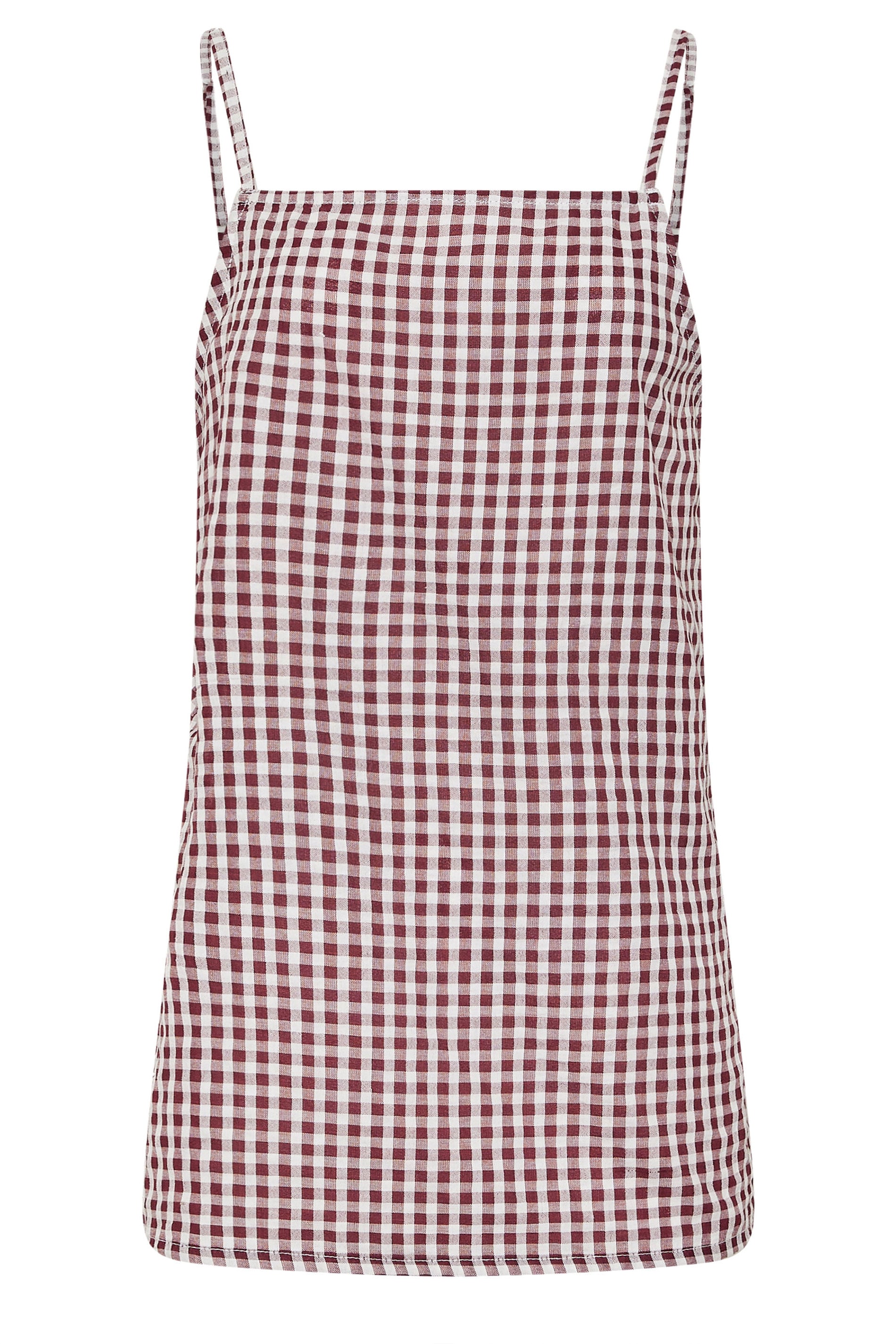 LTS Tall Women's Burgundy Red Gingham Cotton Vest Top | Long Tall Sally 6