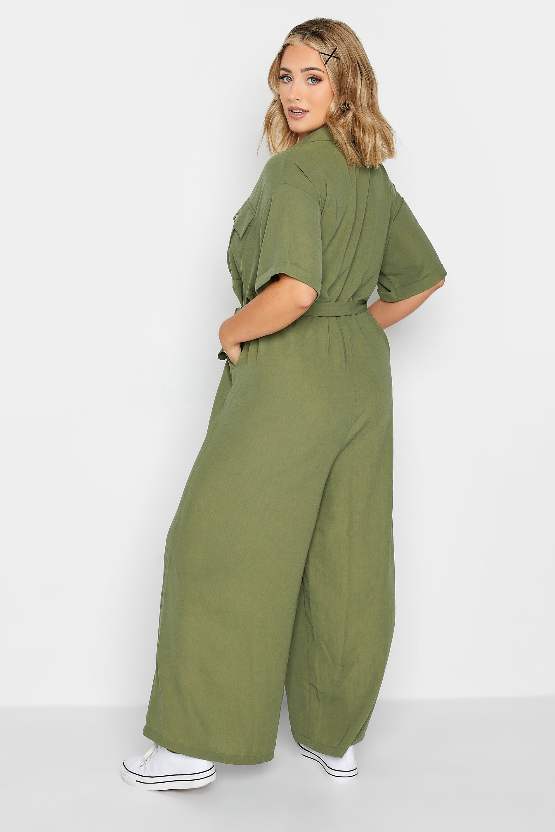 LIMITED COLLECTION Plus Size Khaki Green Jumpsuit | Yours Clothing 3