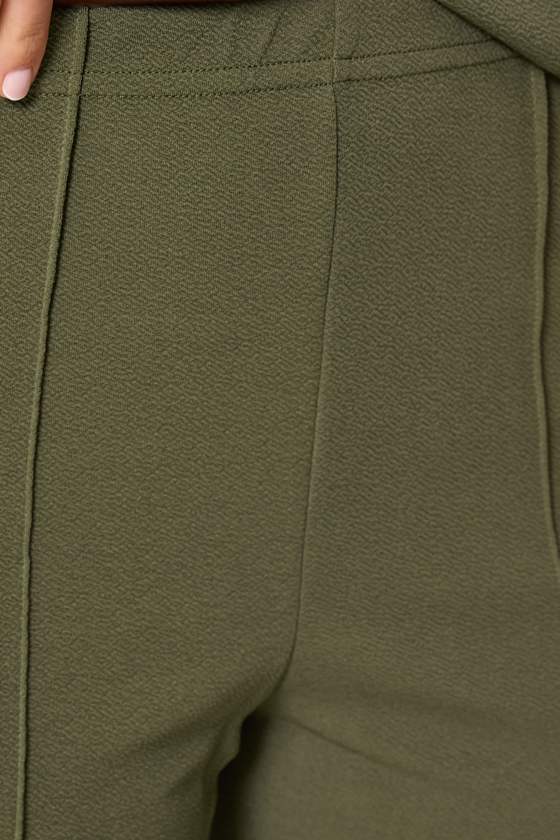 LTS Tall Women's Set Khaki Green Textured Waistcoat & Wide Leg Trousers | Long Tall Sally 4