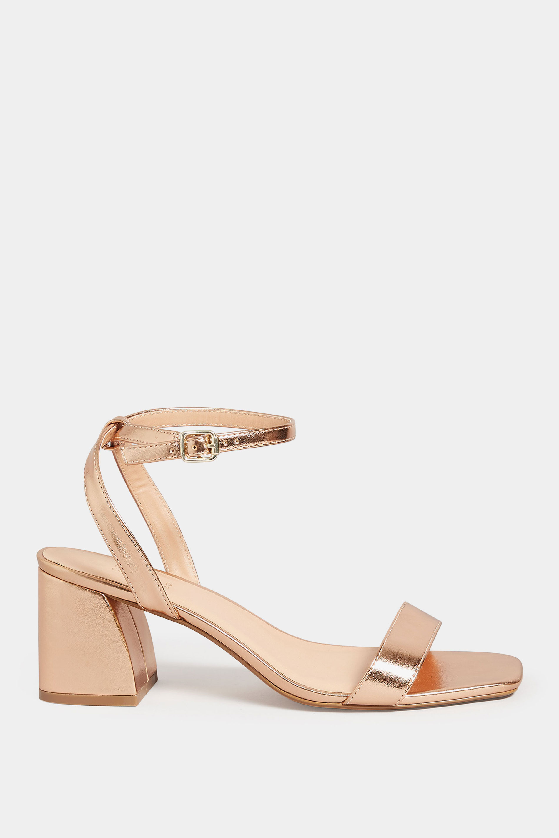 LIMITED COLLECTION Rose Gold Block Heel Sandals In Wide E Fit & Extra Wide EEE Fit | Yours Clothing 3
