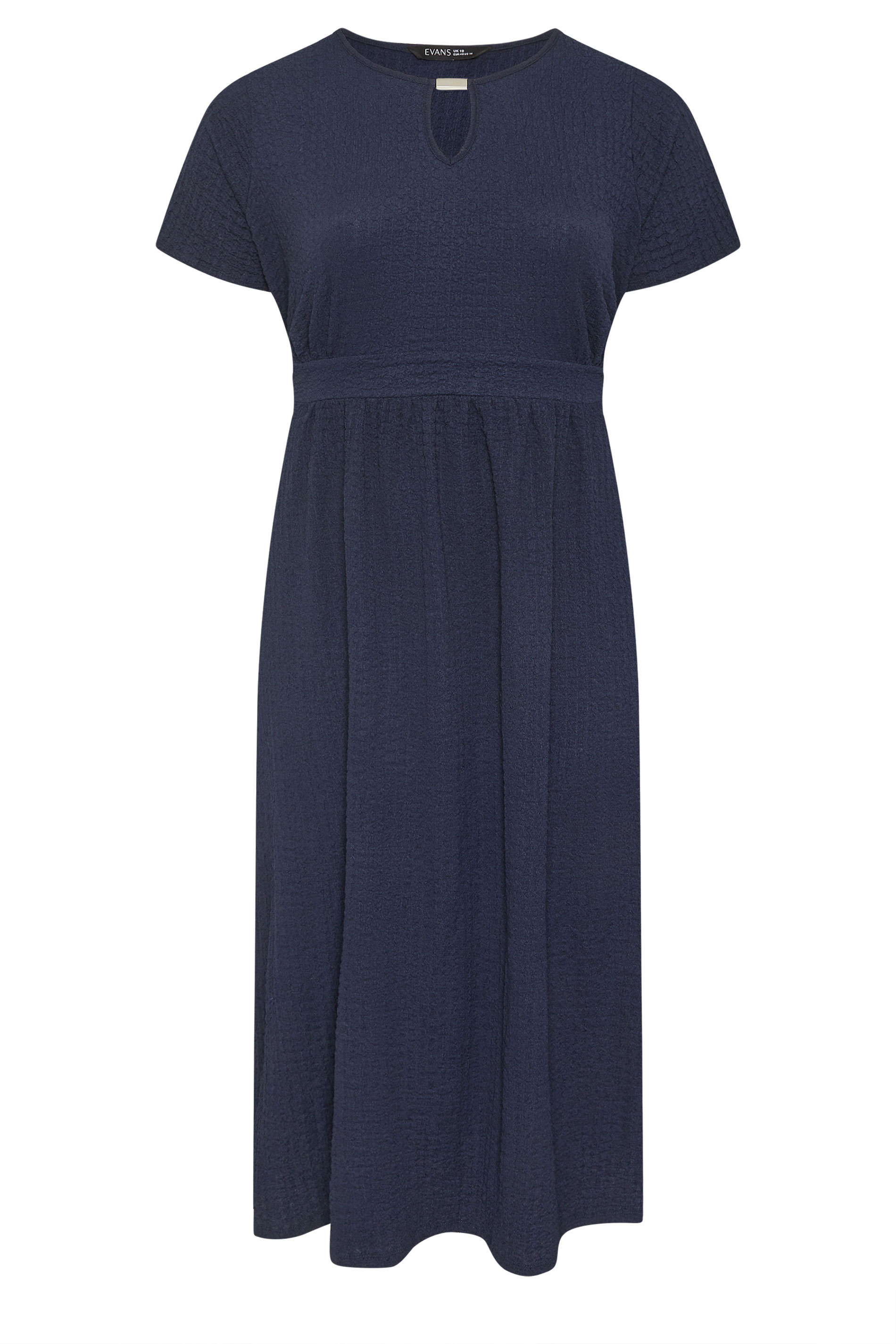 EVANS Plus Size Navy Blue Keyhole Textured Maxi Dress | Evans 5