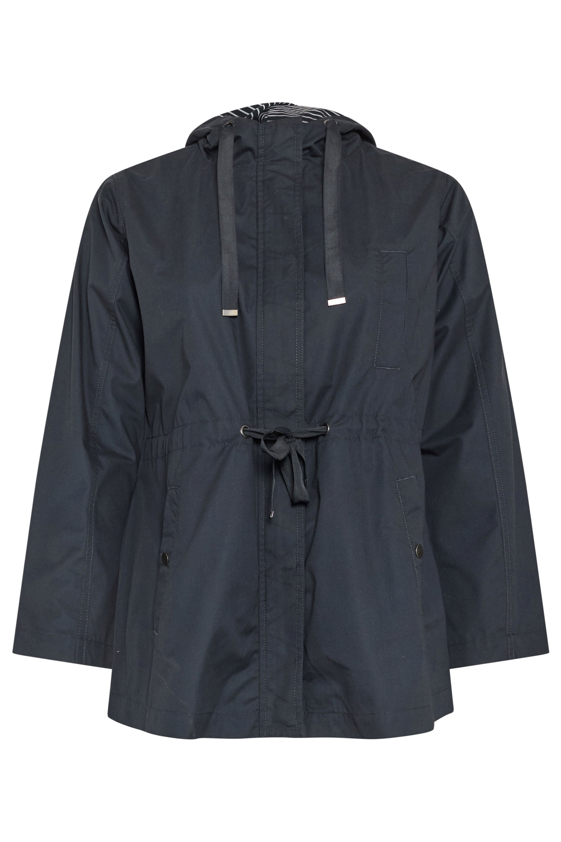 YOURS Plus Size Navy Blue Stripe Lined Hooded Jacket | Yours Clothing 7