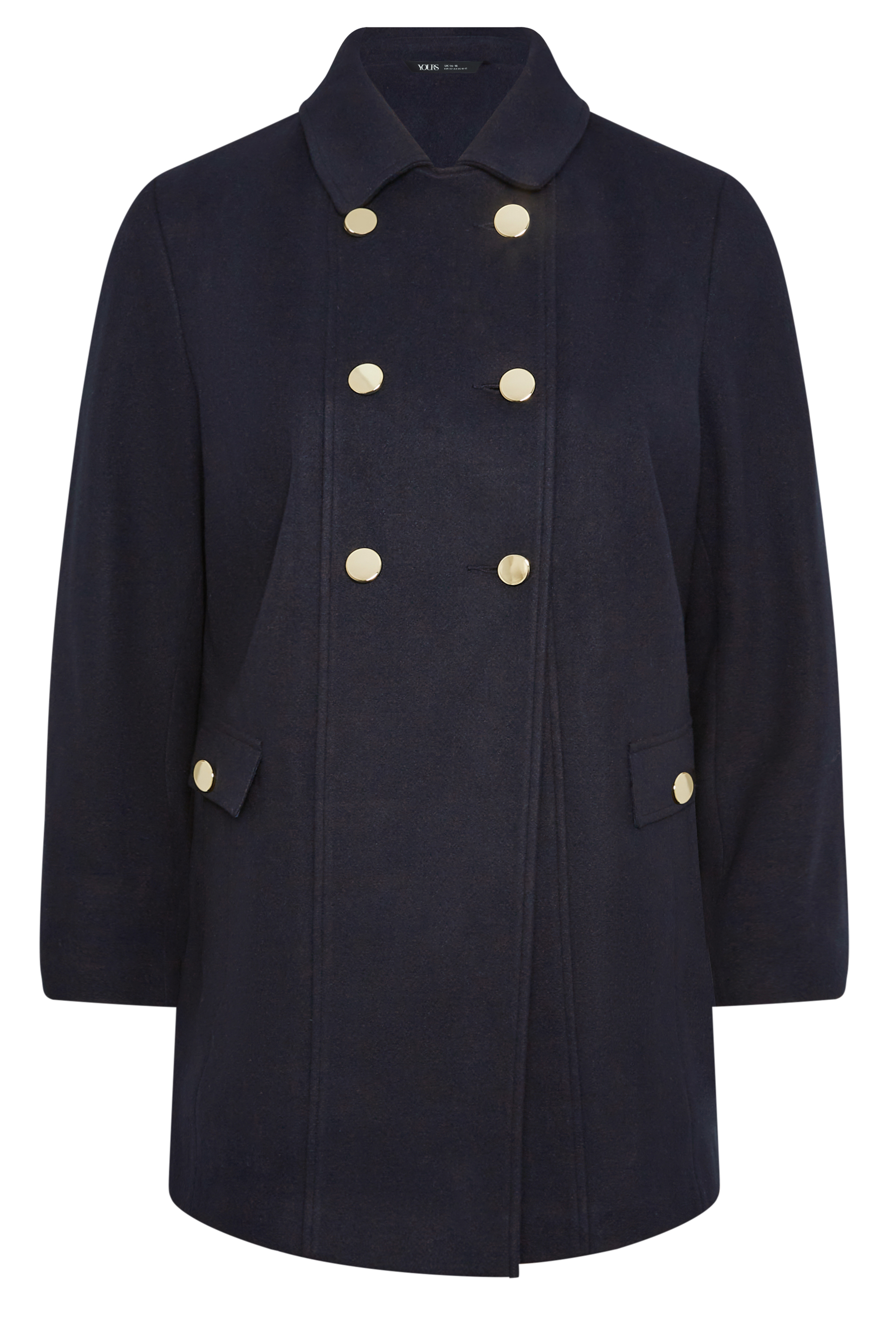 YOURS Plus Size Navy Blue Collared Formal Coat | Yours Clothing