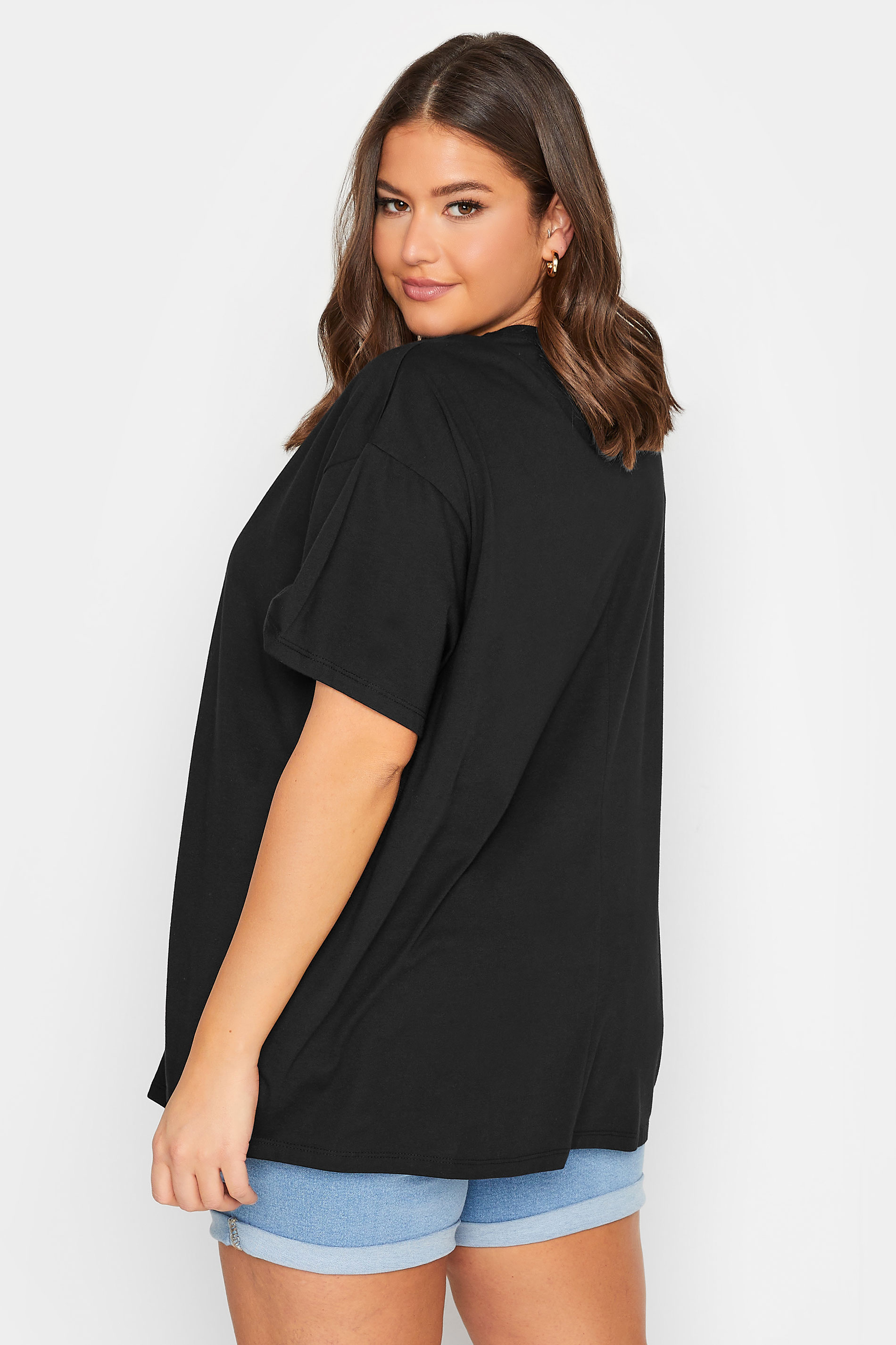 YOURS Plus Size Black Heart Cut Out T-Shirt | Yours Clothing 3