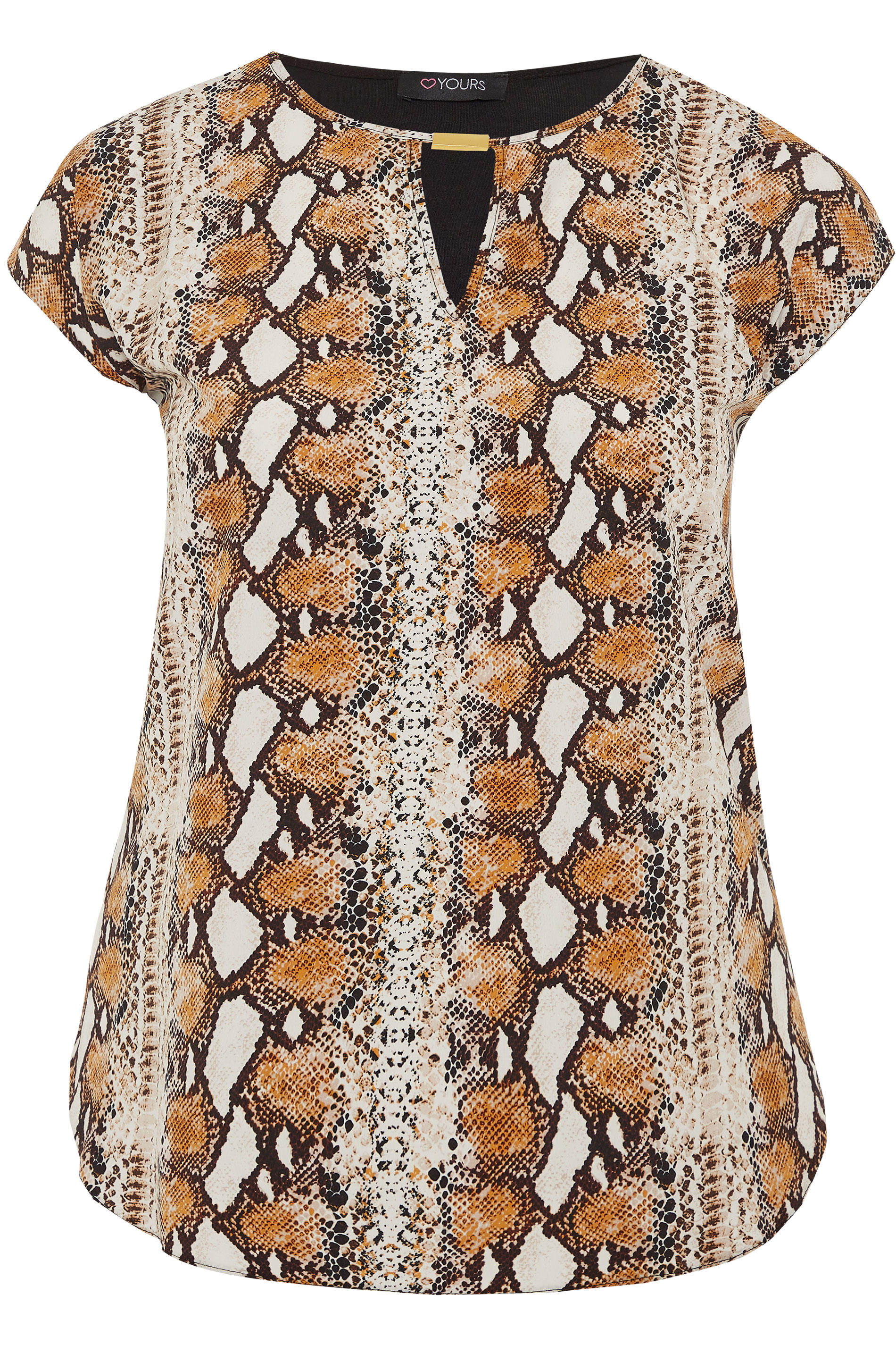 Orange Snake Print Cut Out Blouse | Yours Clothing