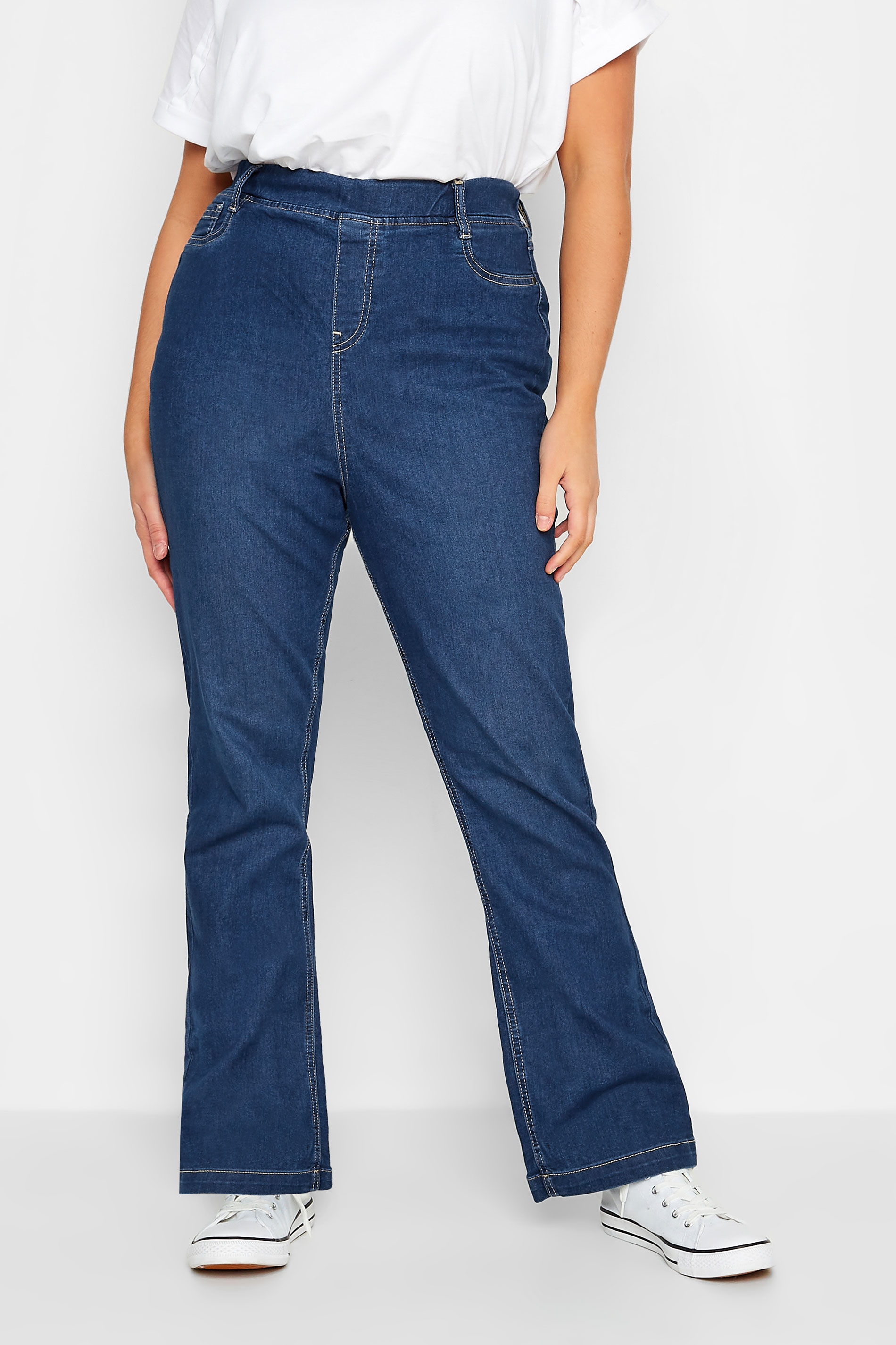 YOURS Plus Size Curve Indigo Blue Bootcut Jeggings | Yours Clothing  1