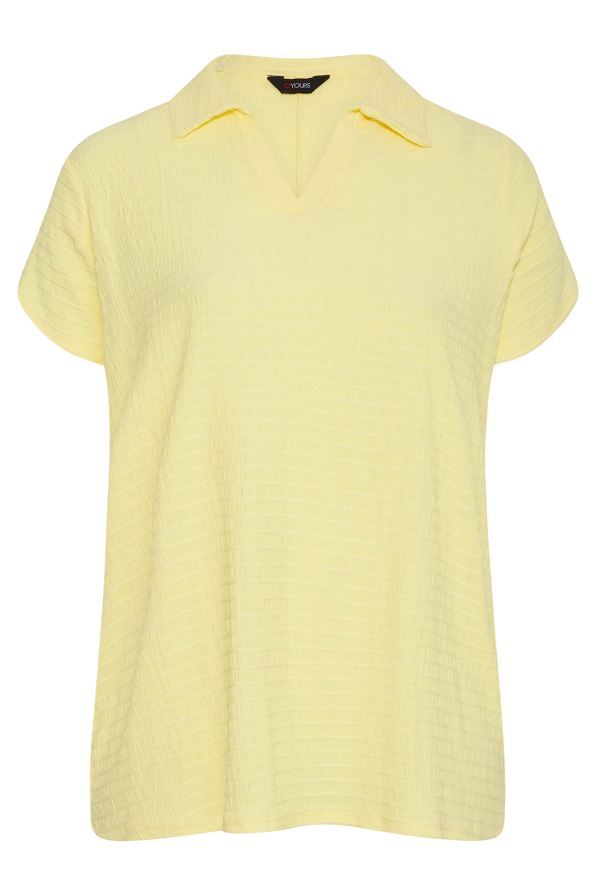 Curve Yellow Textured Polo Neck Top_X.jpg