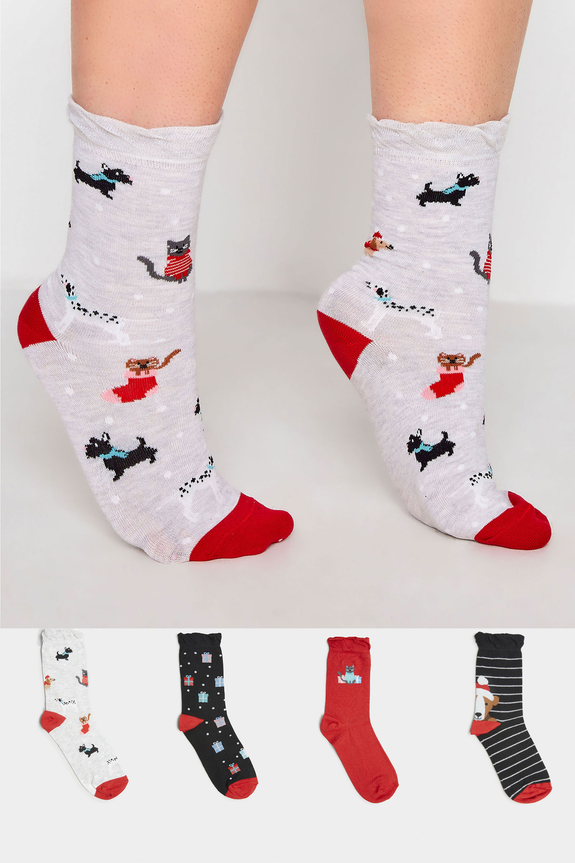 4 PACK Multi Novelty Cats & Dogs Ankle Socks_A.jpg