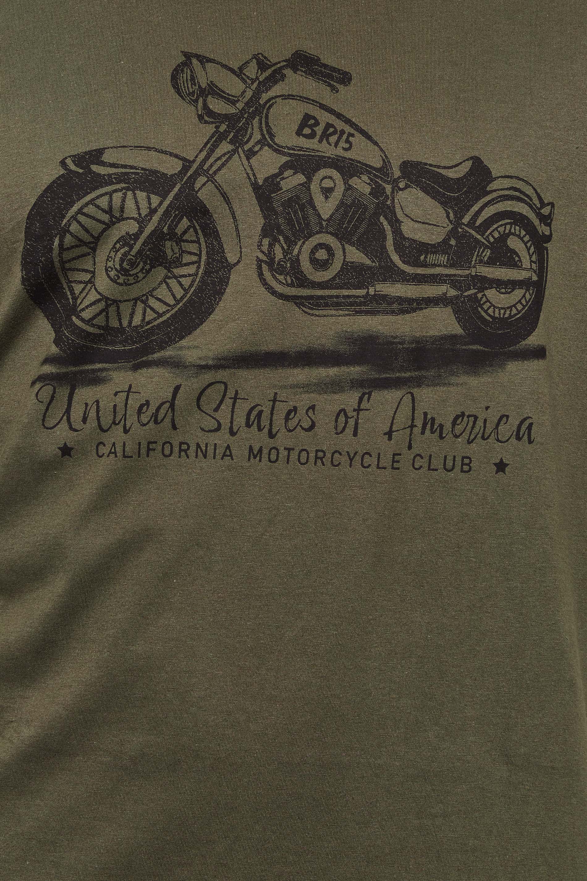BadRhino Big & Tall Khaki Green USA Motorbike Printed T-Shirt | BadRhino 2