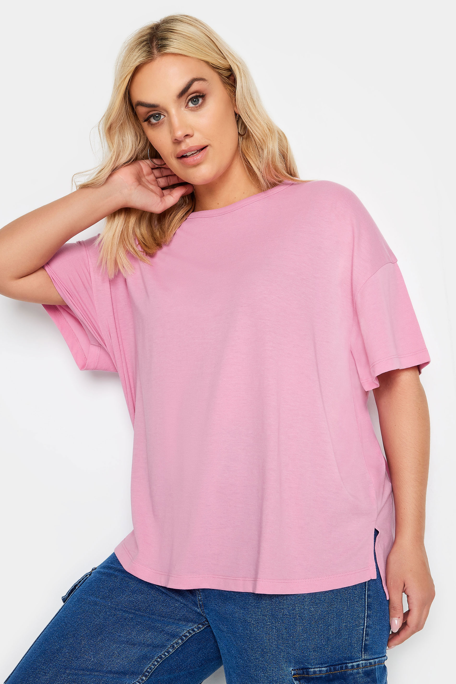 LIMITED COLLECTION Plus Size Pink Step Hem Top | Yours Clothing 3
