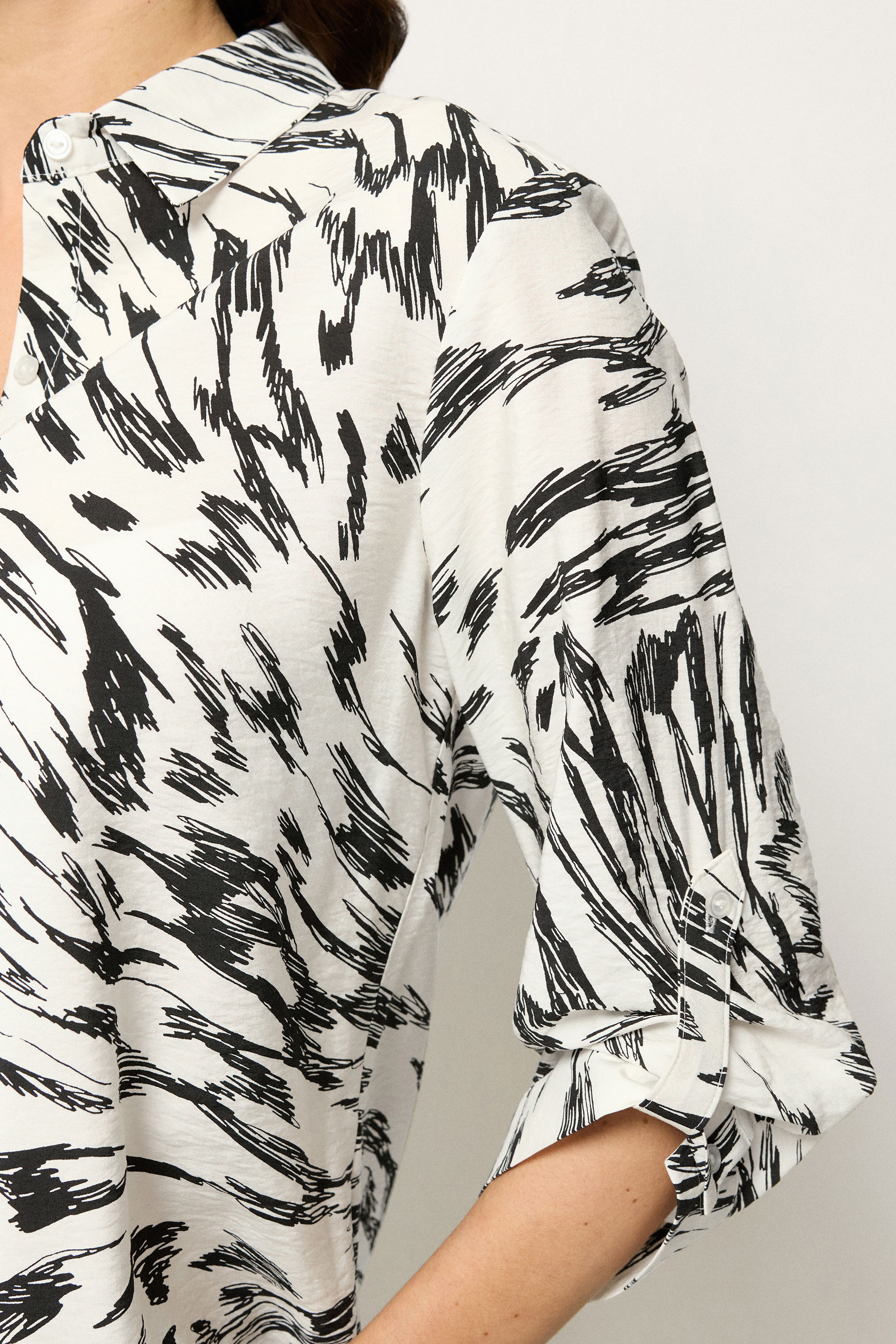 M&Co Black & White Abstract Print Shirt | M&Co 4