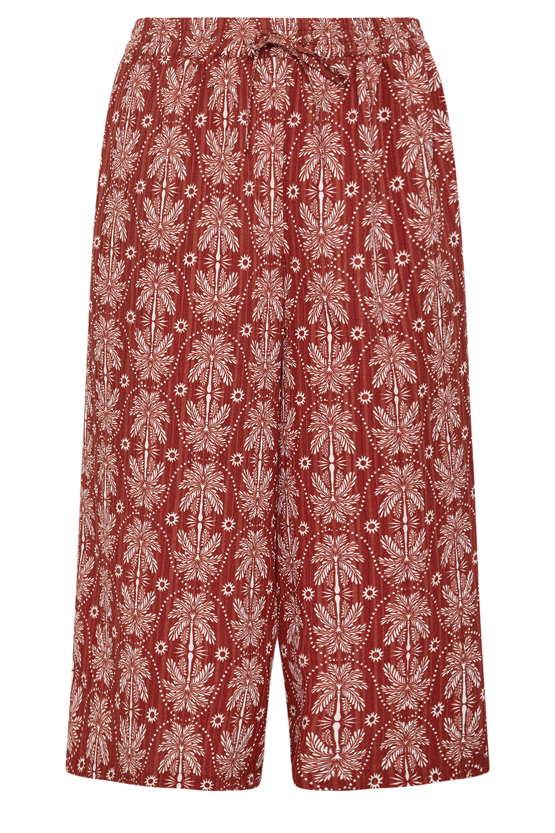 YOURS Plus Size Rust Orange Palm Tree Cropped Trousers | Yours Clothing 5