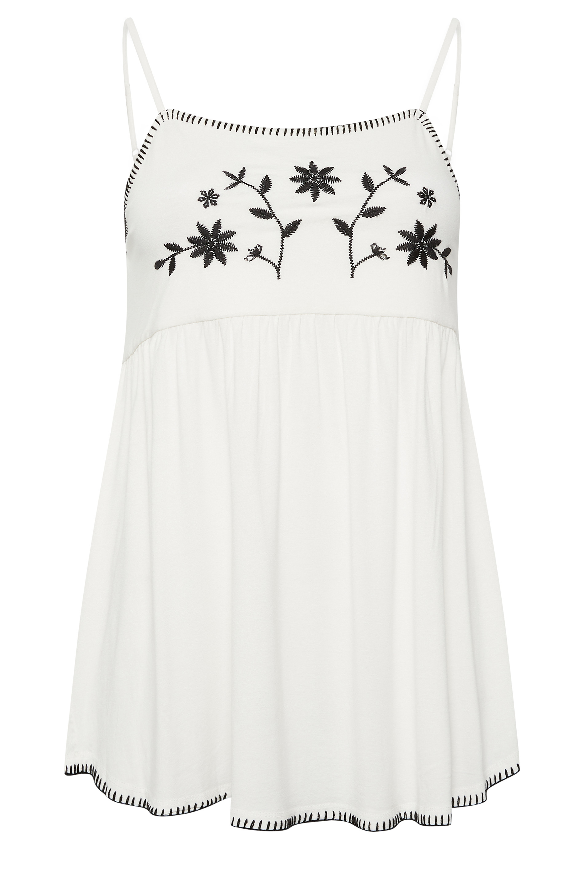 White Embroidered Cami Top