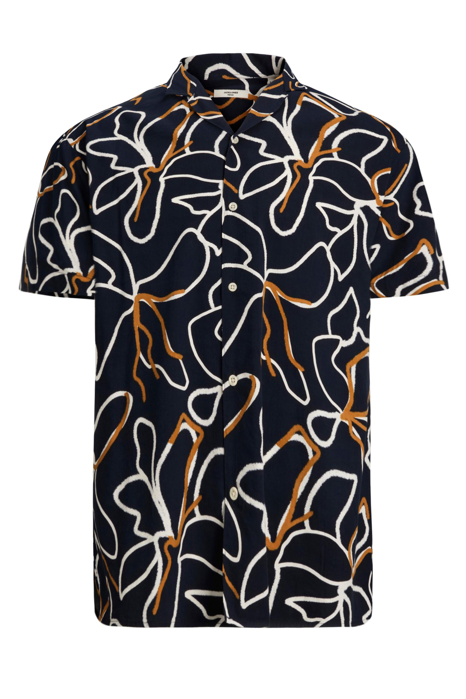 JACK & JONES PREMIUM Big & Tall Plus Size Black Tropical Print Short Sleeve Shirt | BadRhino  2