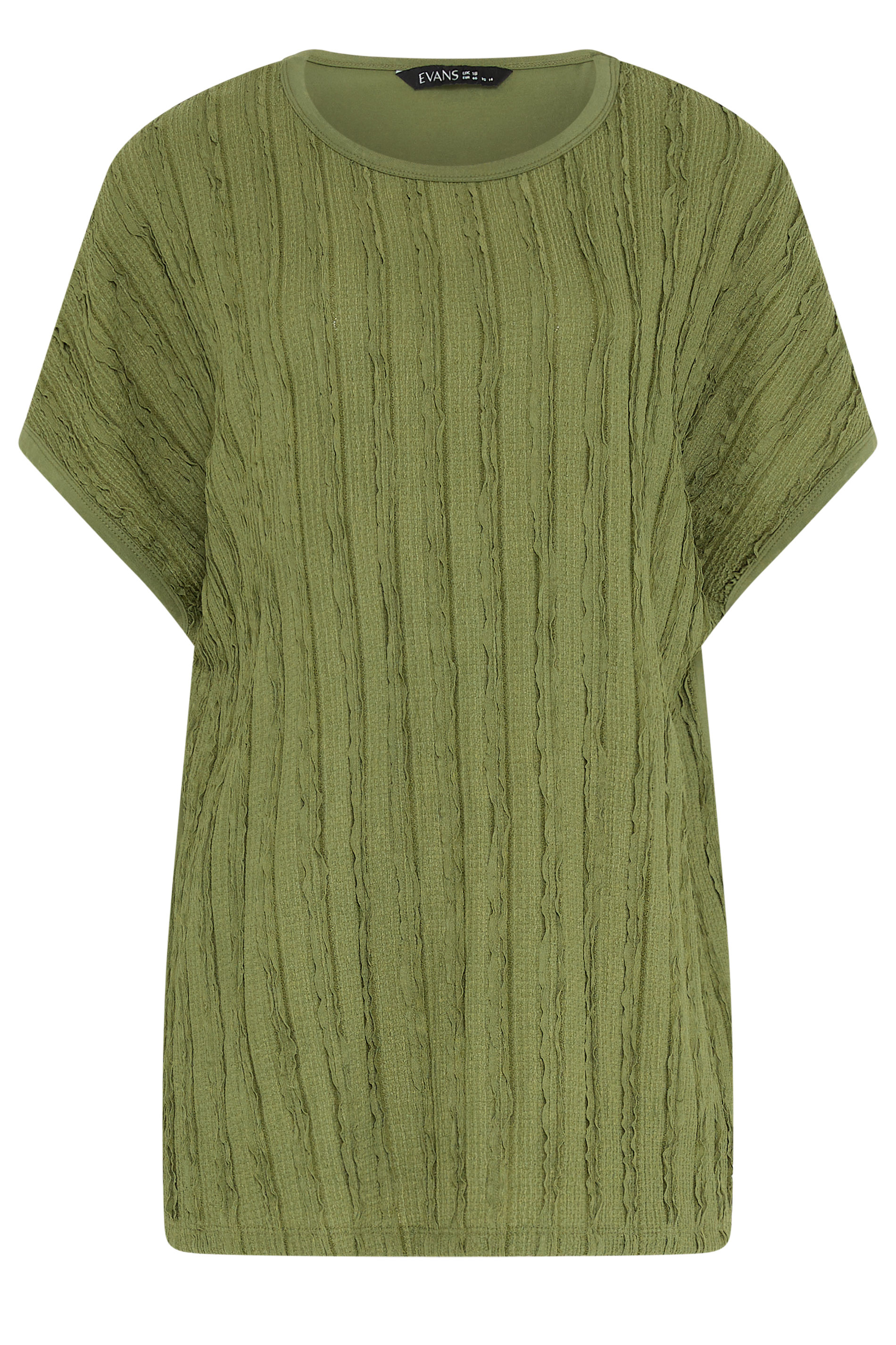 EVANS Plus Size Green Textured Front Top | Evans 1