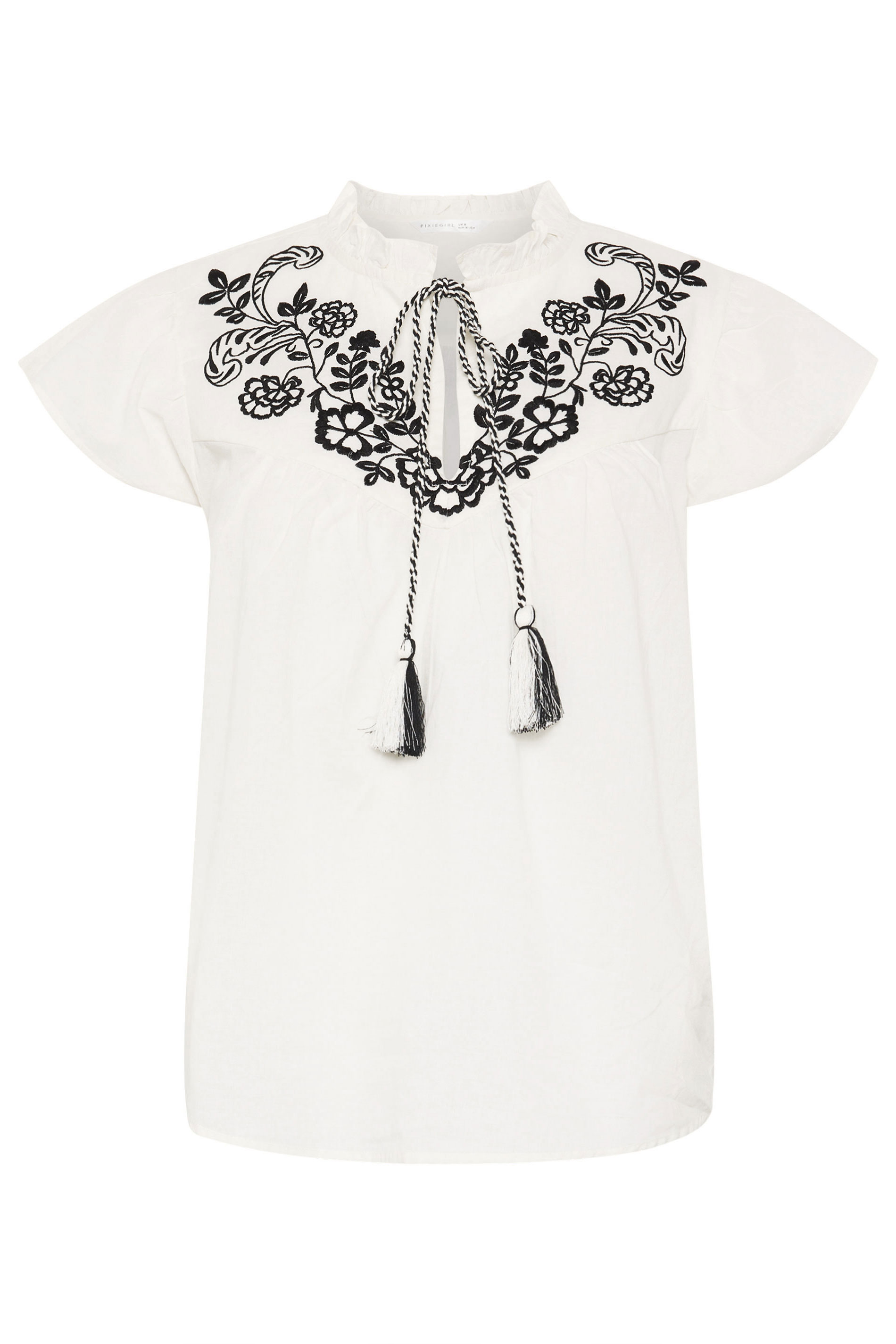 PixieGirl Petite Women's White Cotton Embroidered Blouse | PixieGirl 6