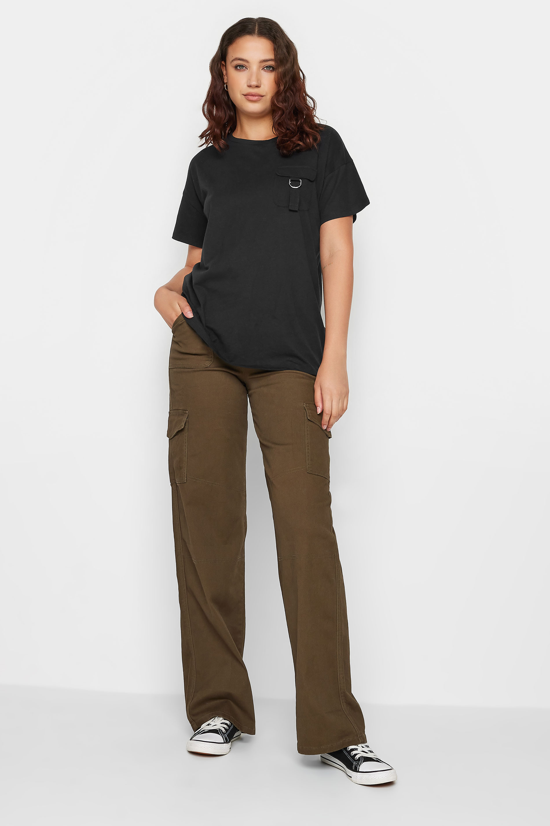 LTS Tall Black Utility Pocket Cotton T-Shirt | Long Tall Sally 3