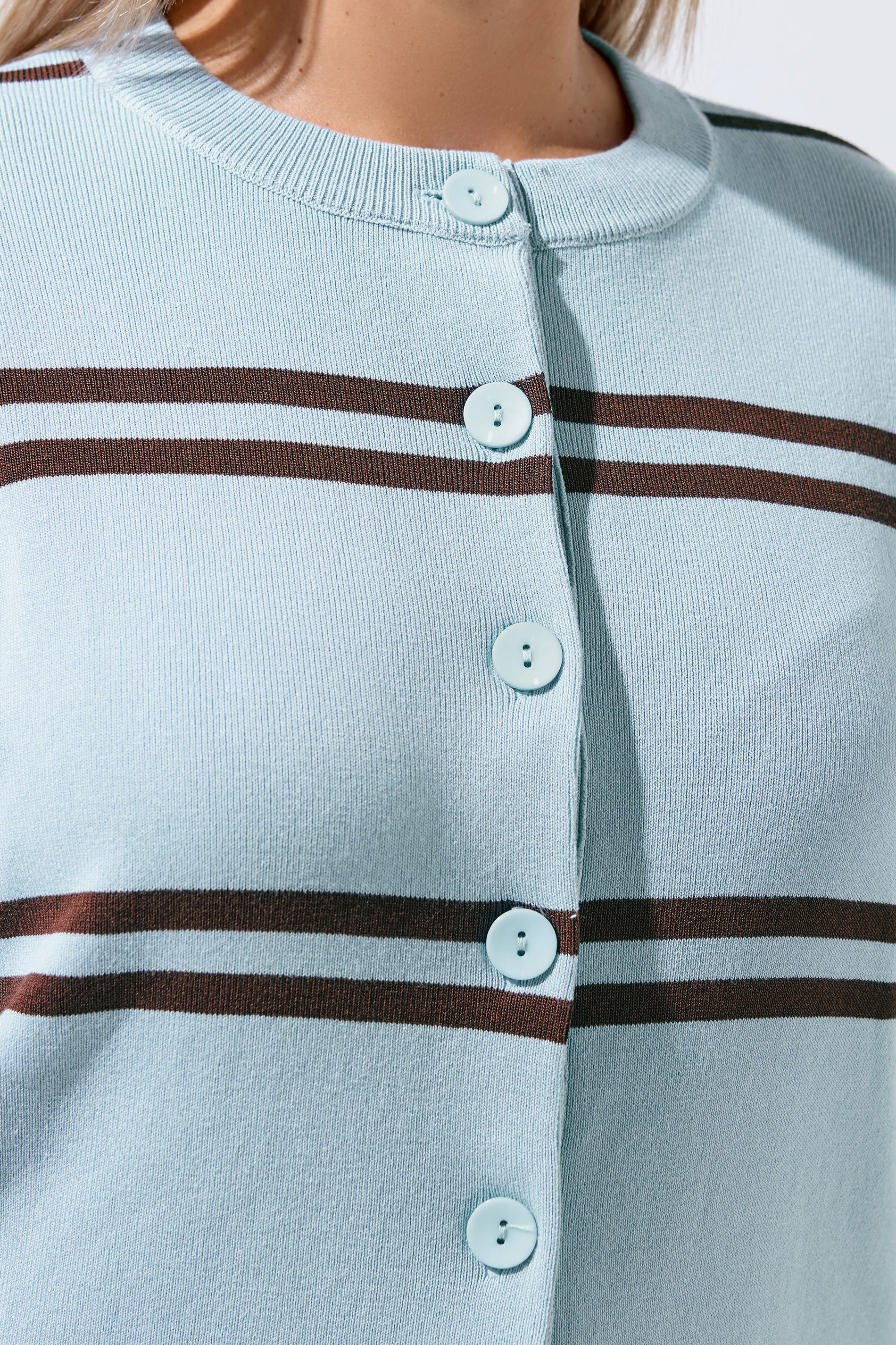 LIMITED COLLECTION Plus Size Blue & Brown Stripe Cardigan | Yours Clothing 5