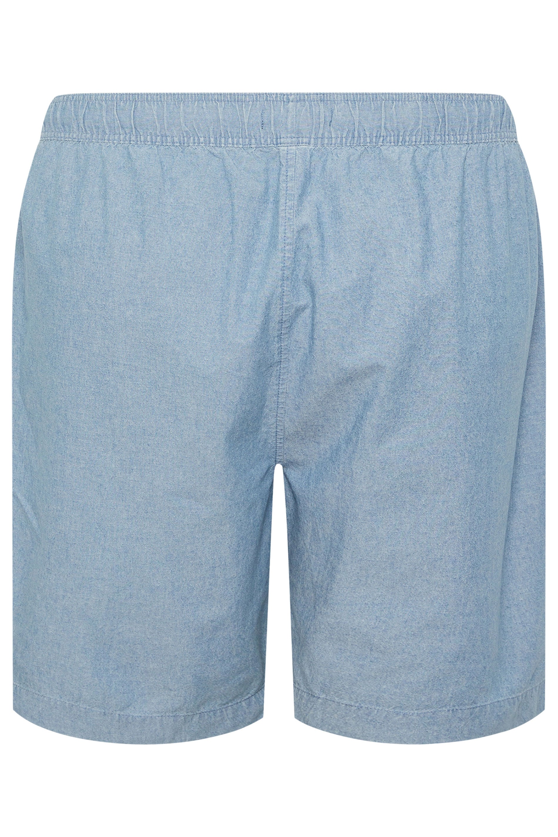 BadRhino Big & Tall Chambray Blue Elasticated Waist Cotton Shorts | BadRhino 8