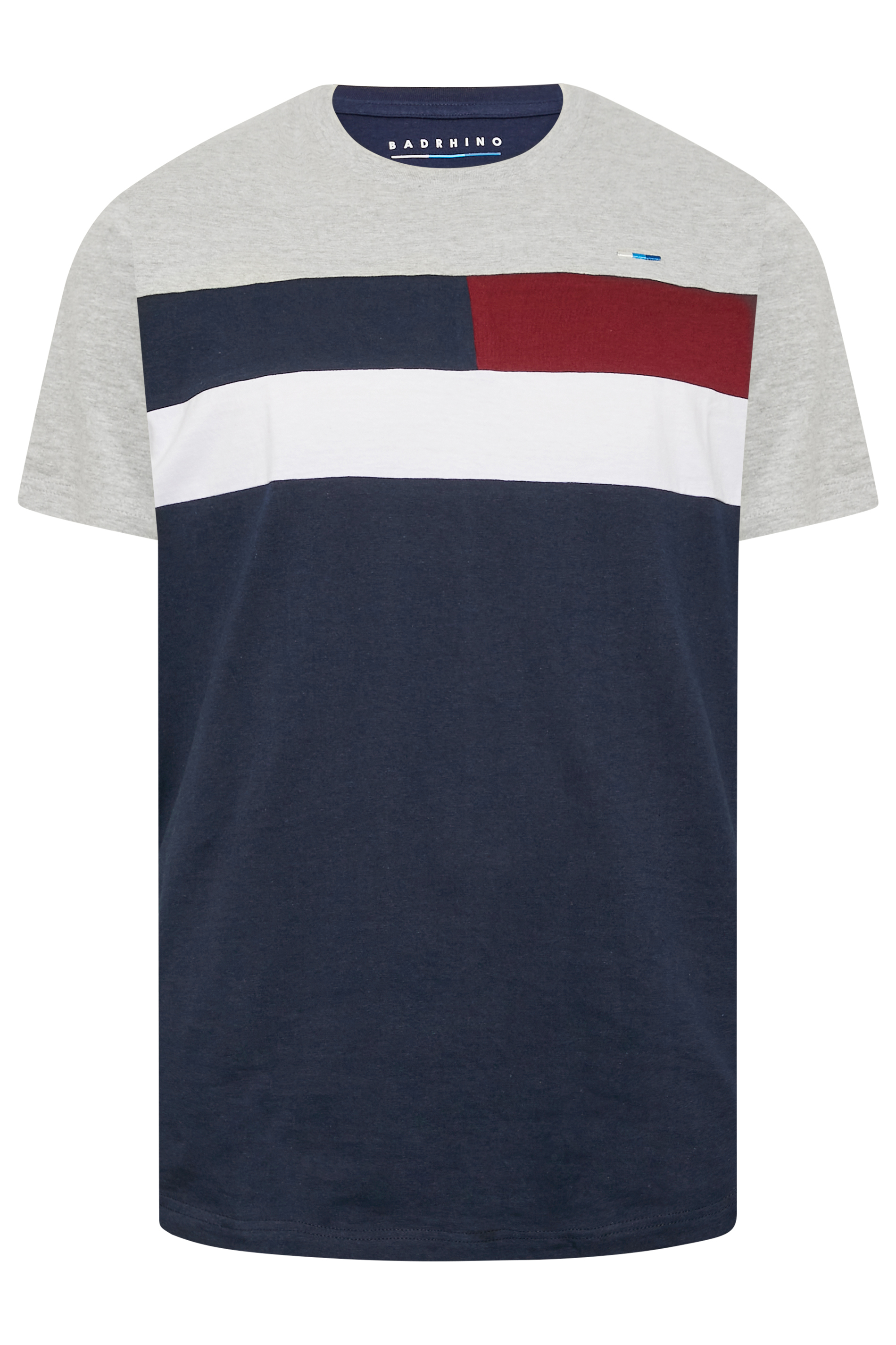 BadRhino Big & Tall Grey & Navy Cut & Sew T-Shirt | BadRhino 3