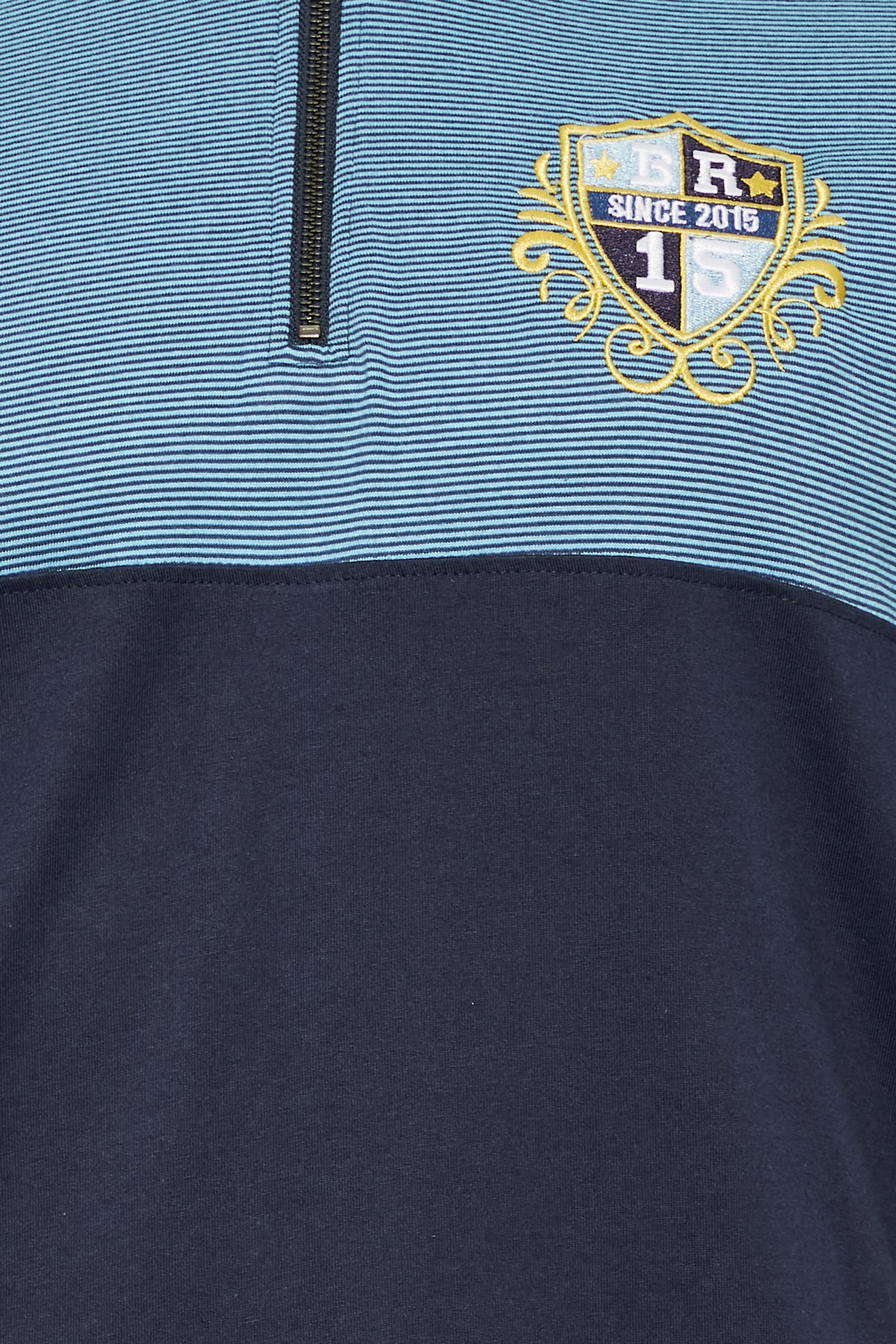 BadRhino Big & Tall Blue Crest Zip Polo Shirt | BadRhino  2