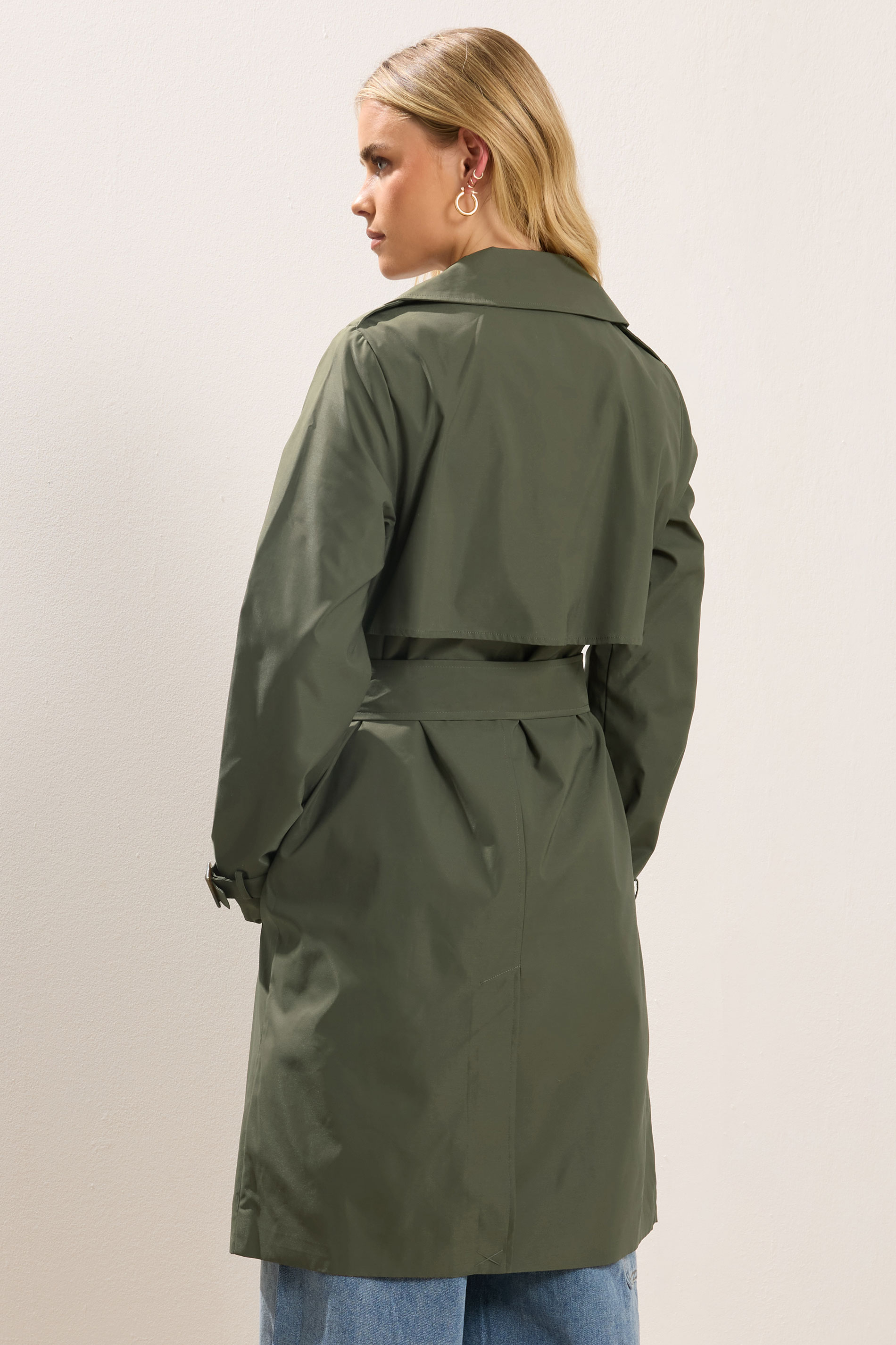 PixieGirl Petite Women's Khaki Green Trench Coat | PixieGirl 2