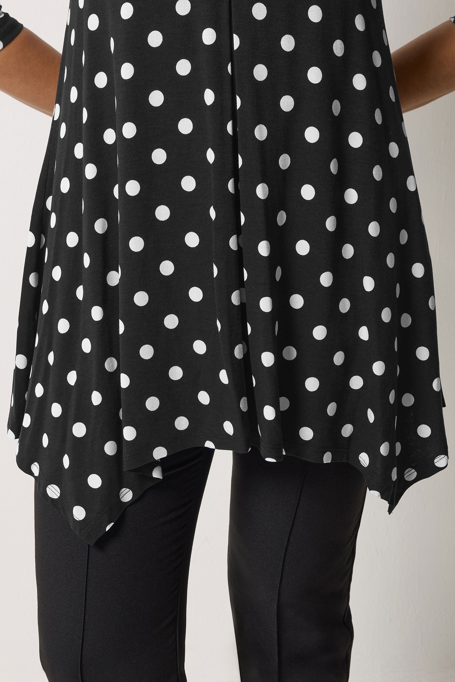 M&Co Black Polka Dot Hanky Hem Top | M&Co 4