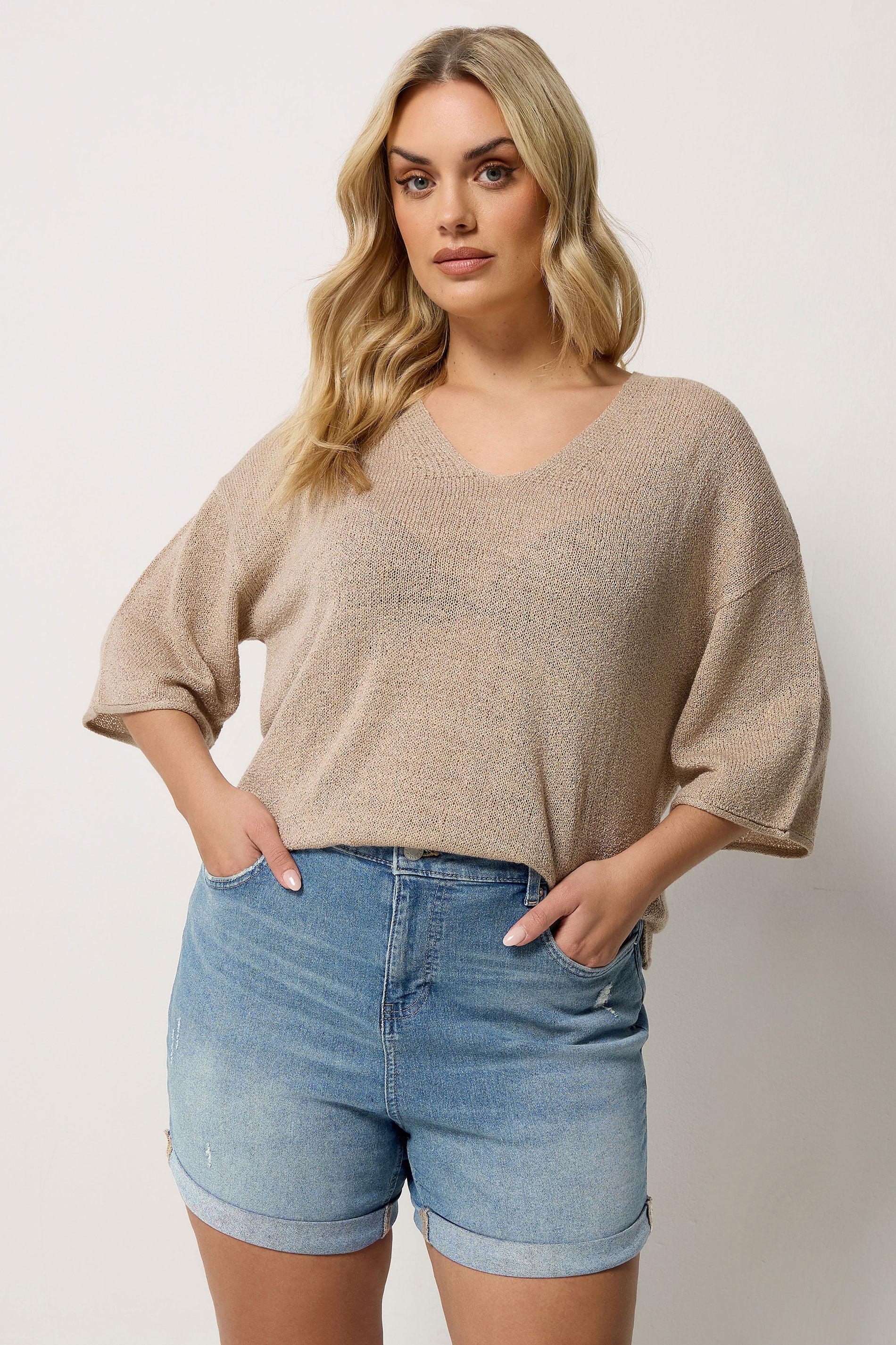 YOURS Plus Size Blue Denim Boyfriend Shorts | Yours Clothing 3