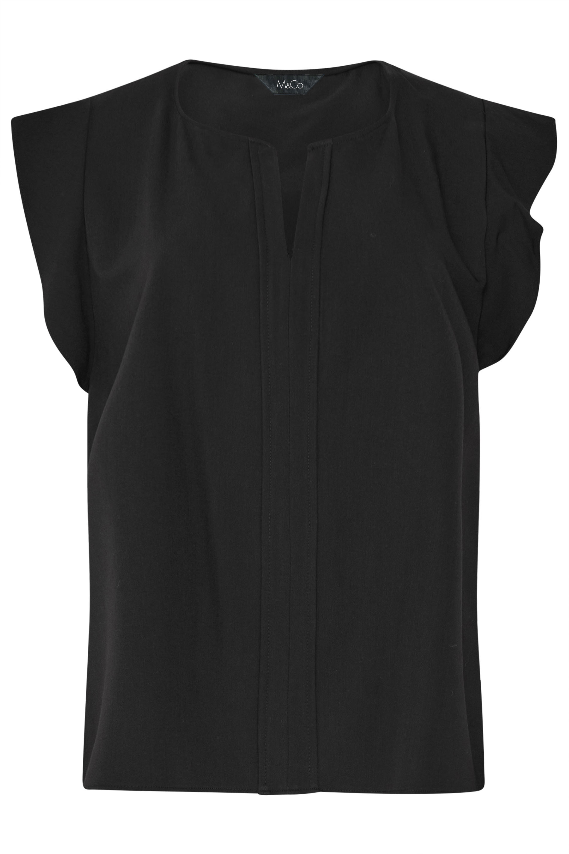 M&Co Black Frill Sleeve Pleated Blouse | M&Co 5