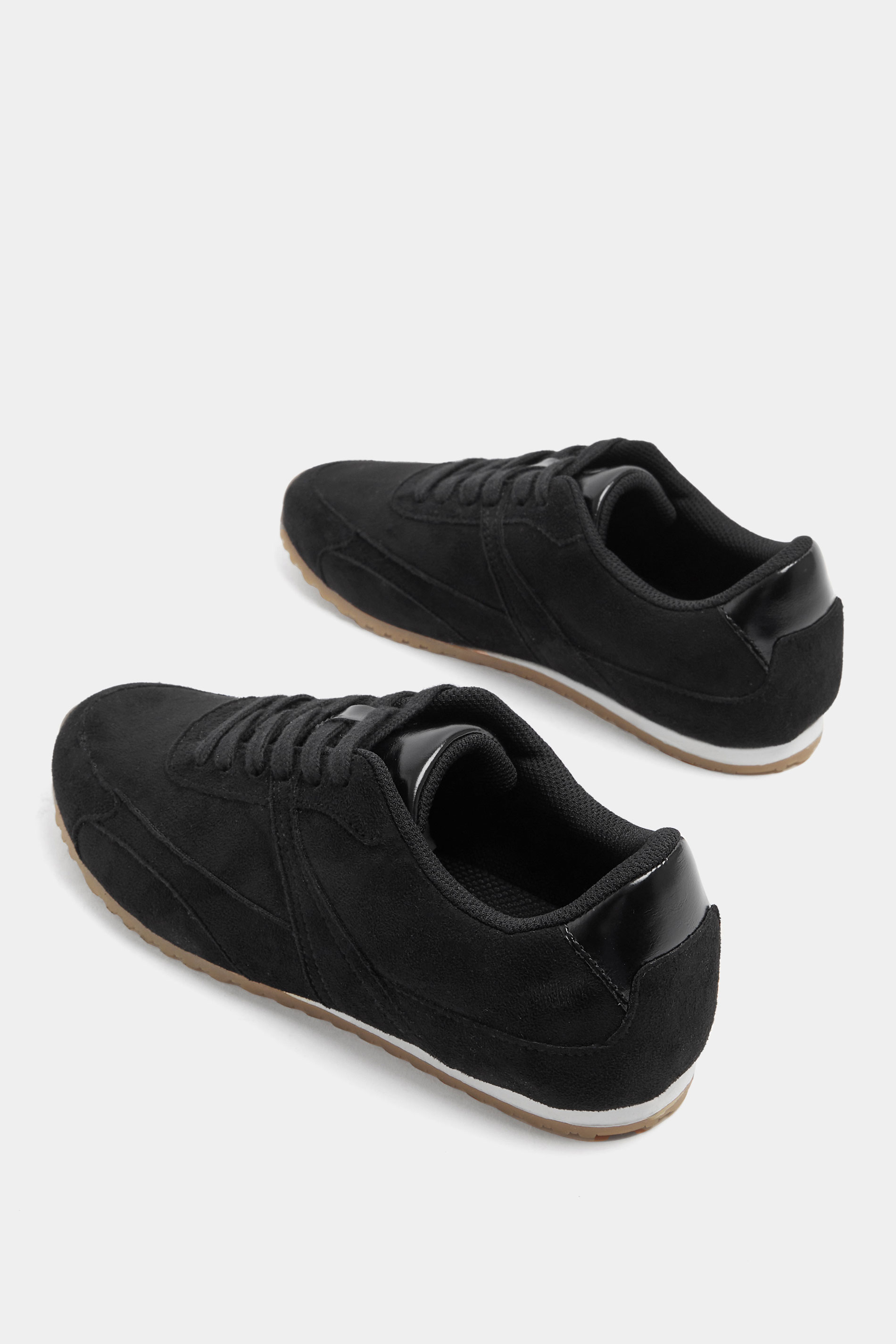 Black Slim Sole Trainers In Wide E Fit | Yours Clothing 4