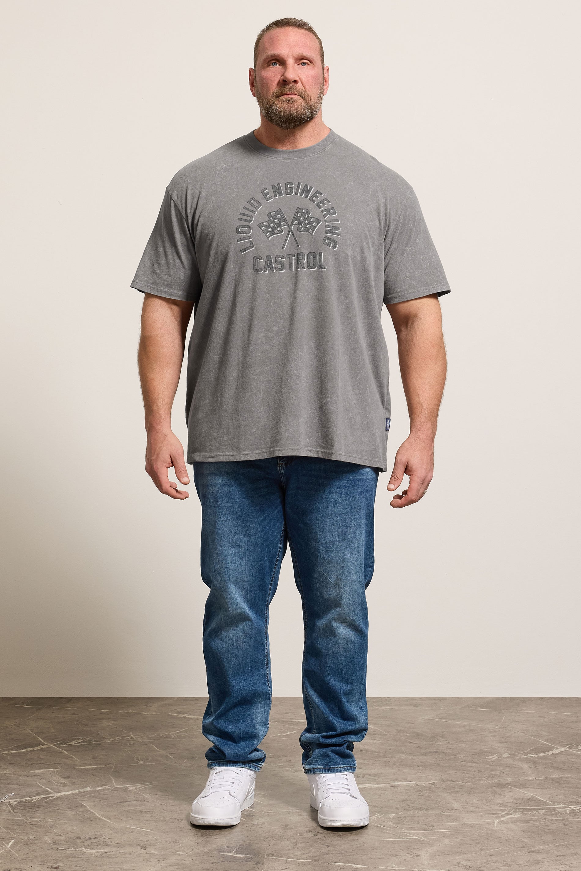 BadRhino Big & Tall Grey Acid Wash 'Castrol' Bike Graphic T-Shirt | BadRhino 1