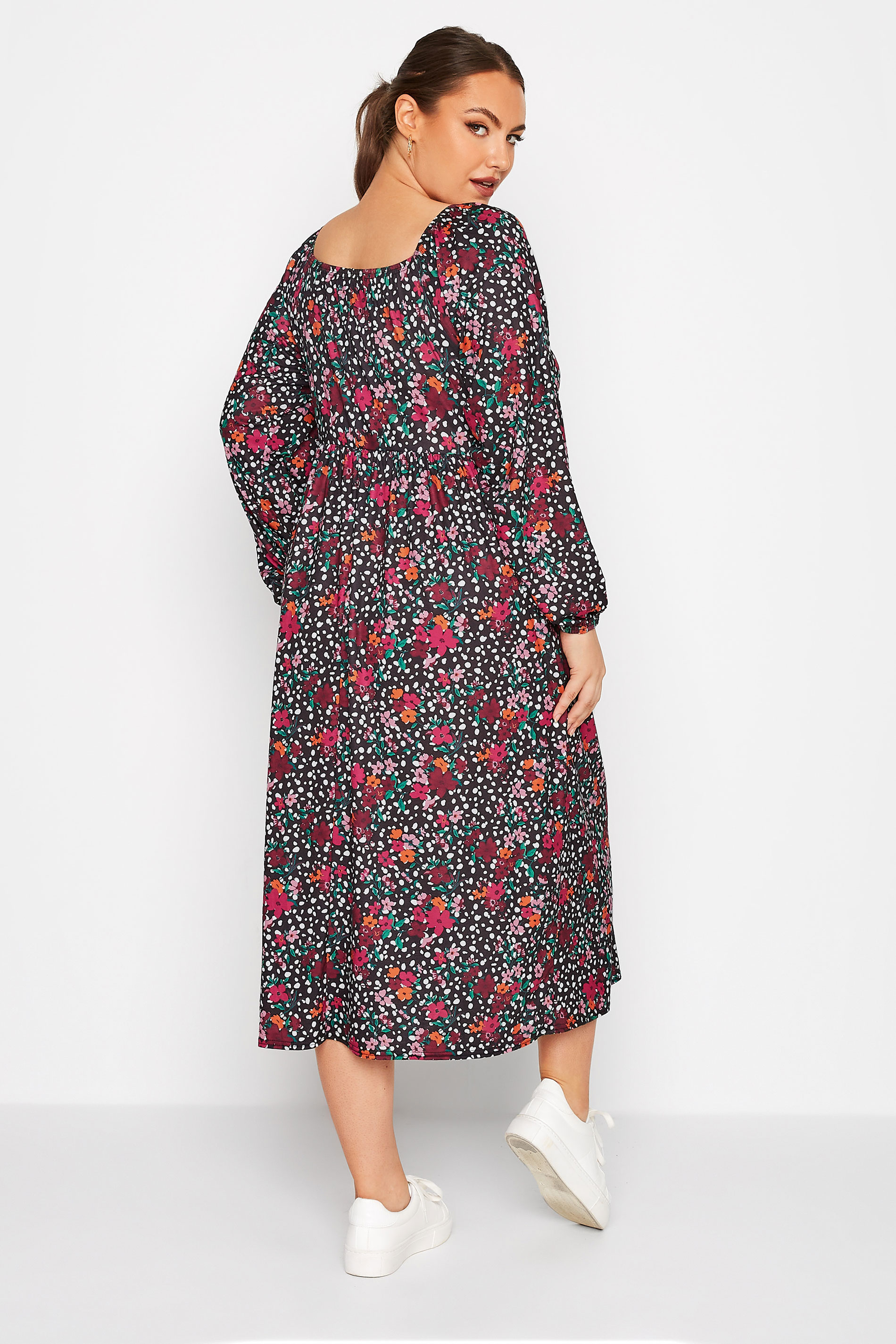 LIMITED COLLECTION Plus Size Black Floral Smock Dress | Yours Clothing  3