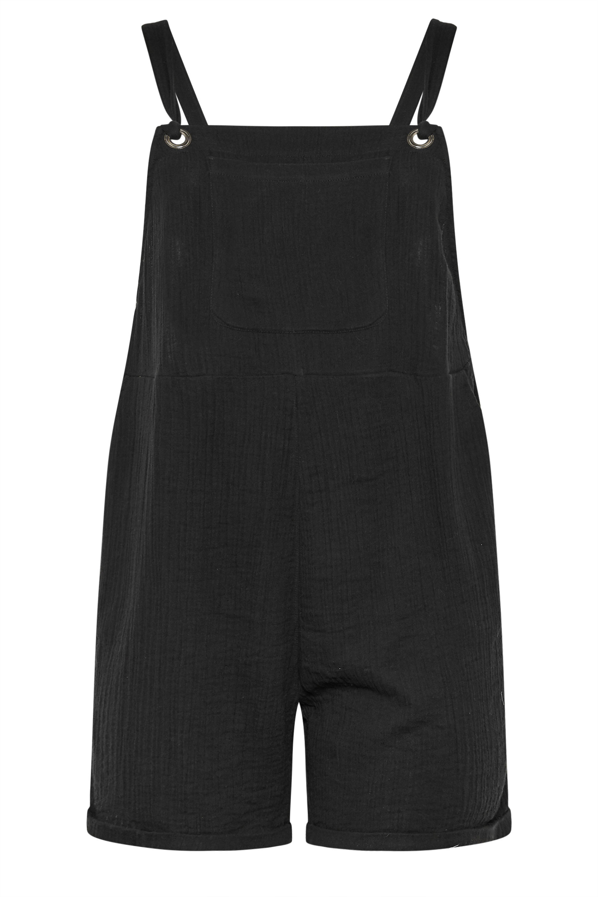 YOURS Plus Size Black Short Dungarees | Yours Clothing 5