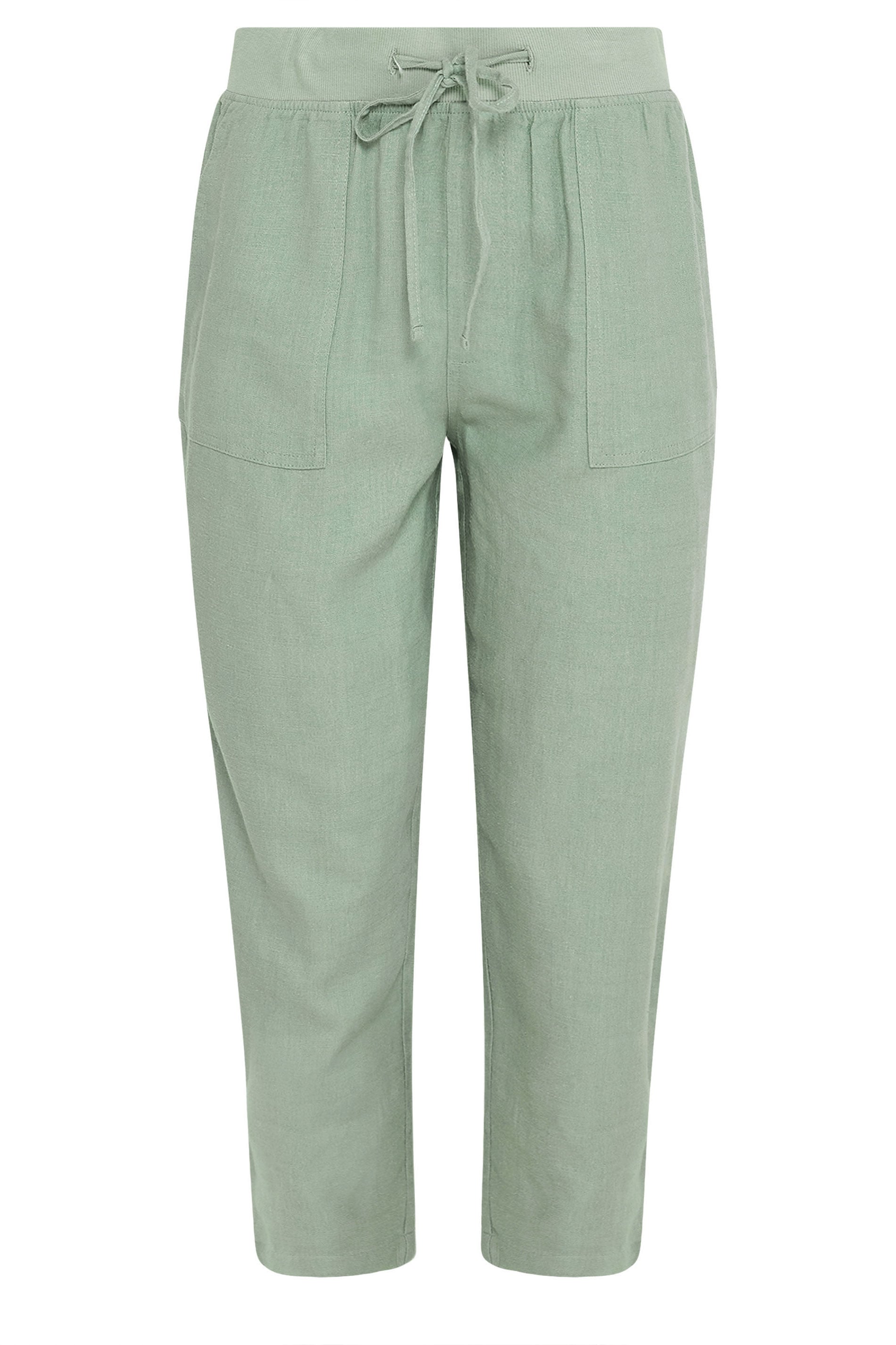 M&Co Sage Green Linen Cropped Trousers | M&Co 5