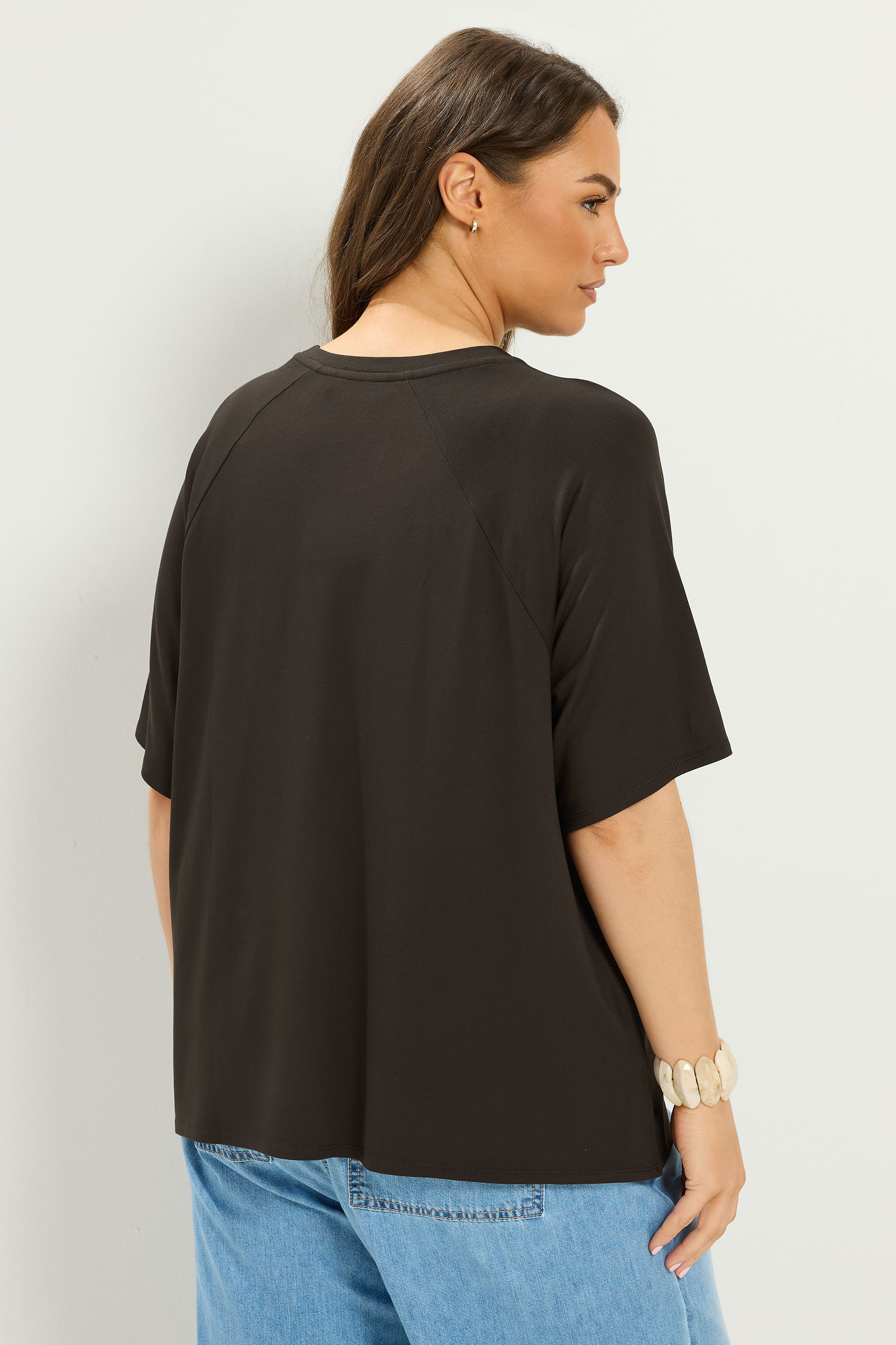 YOURS Plus Size Brown Soft Touch Raglan T-Shirt | Yours Clothing 2
