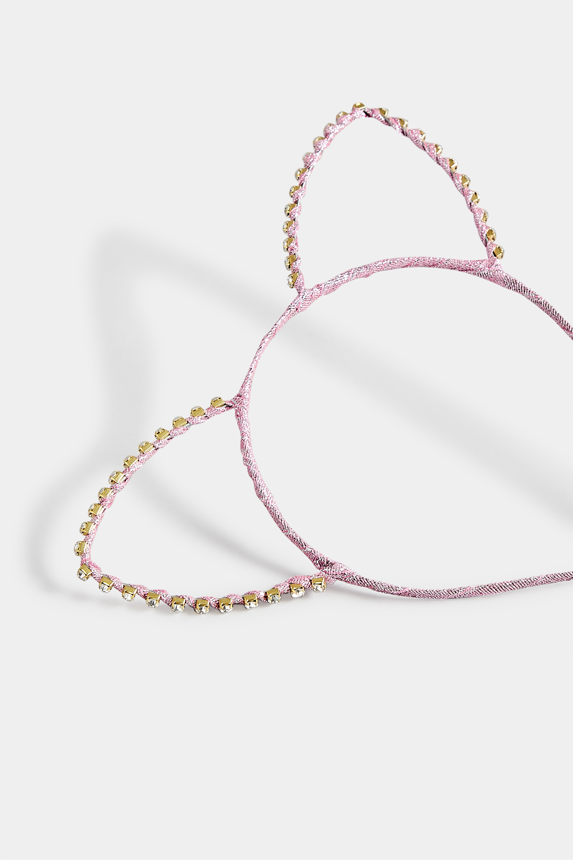 Plus Size Pink Diamante Cat Ear Headband | Yours Clothing 3