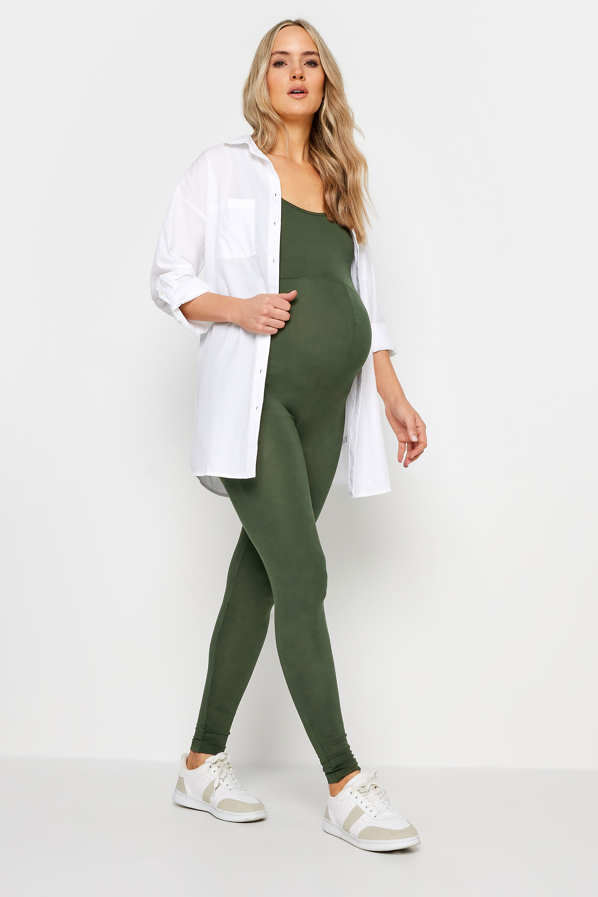 LTS Tall Women's Maternity Khaki Green Sleeveless Unitard Jumpsuit | Long Tall Sally 2